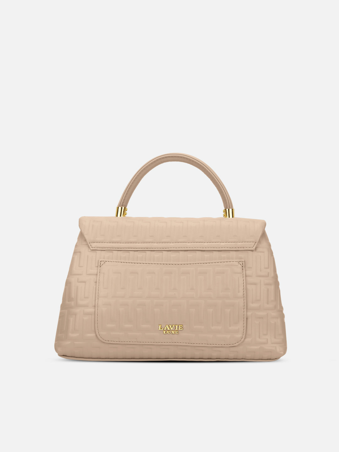 Chaney Medium Flap Satchel Bag Beige