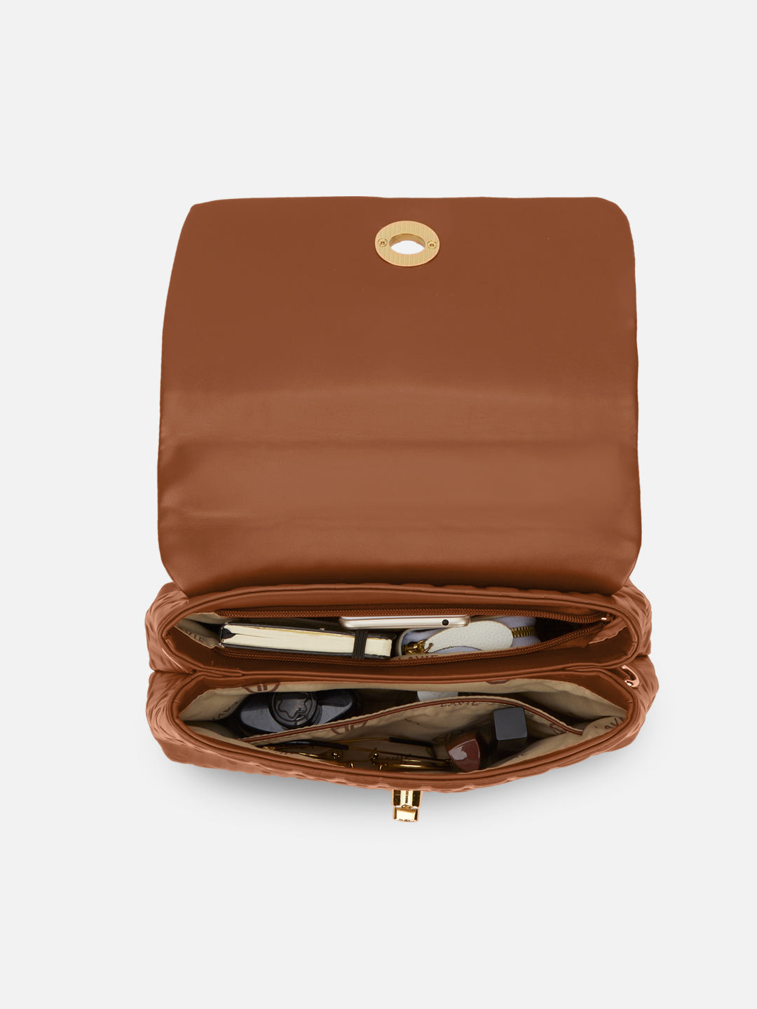 Chaney Medium Flap Satchel Bag Tan