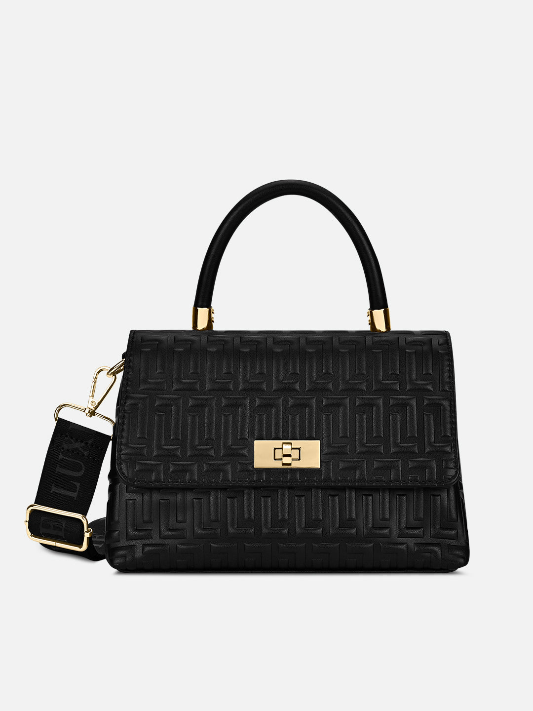 Chaney Small Flap Satchel Bag Black