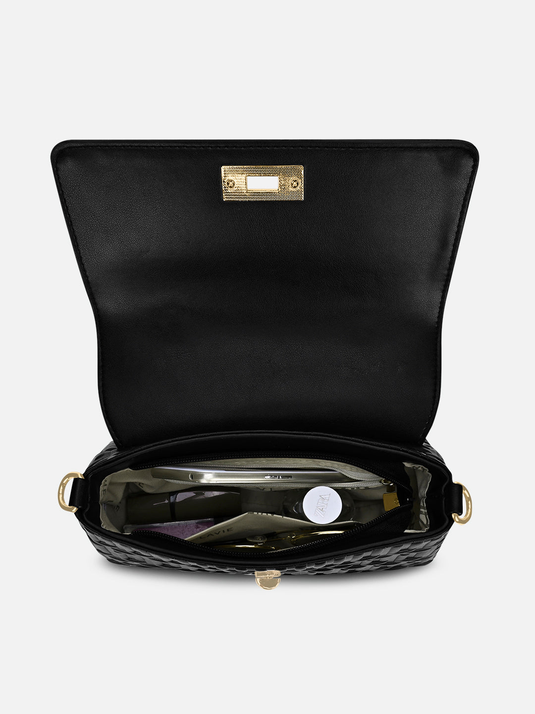 Chaney Small Flap Satchel Bag Black