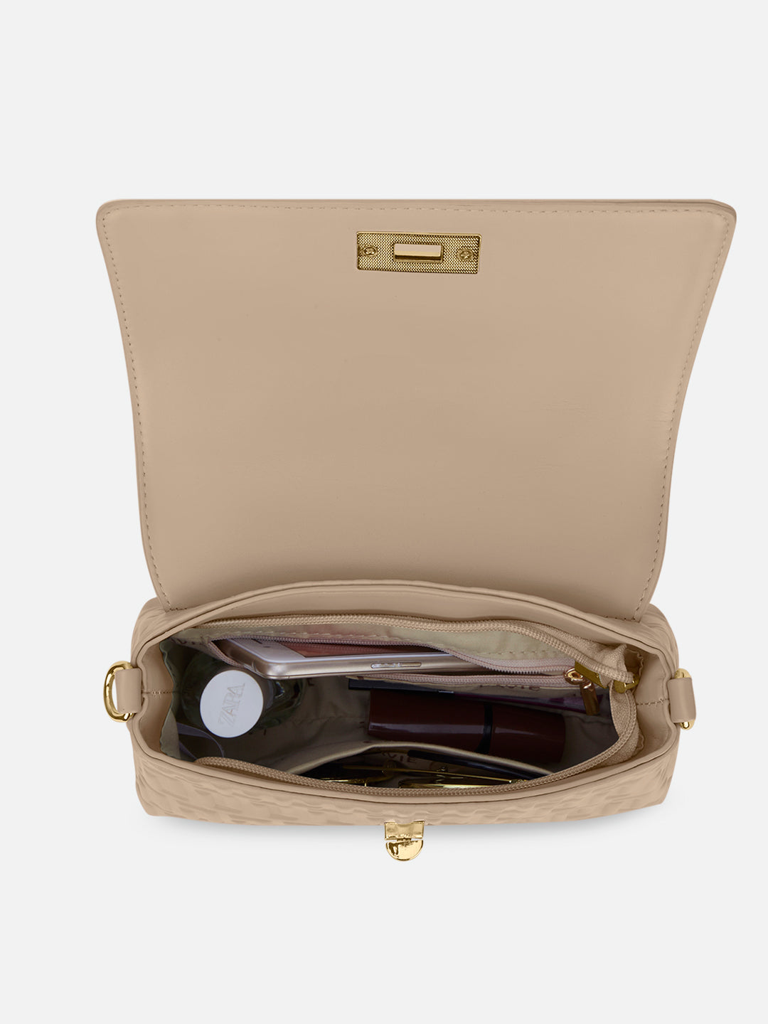 Chaney Small Flap Satchel Bag Beige