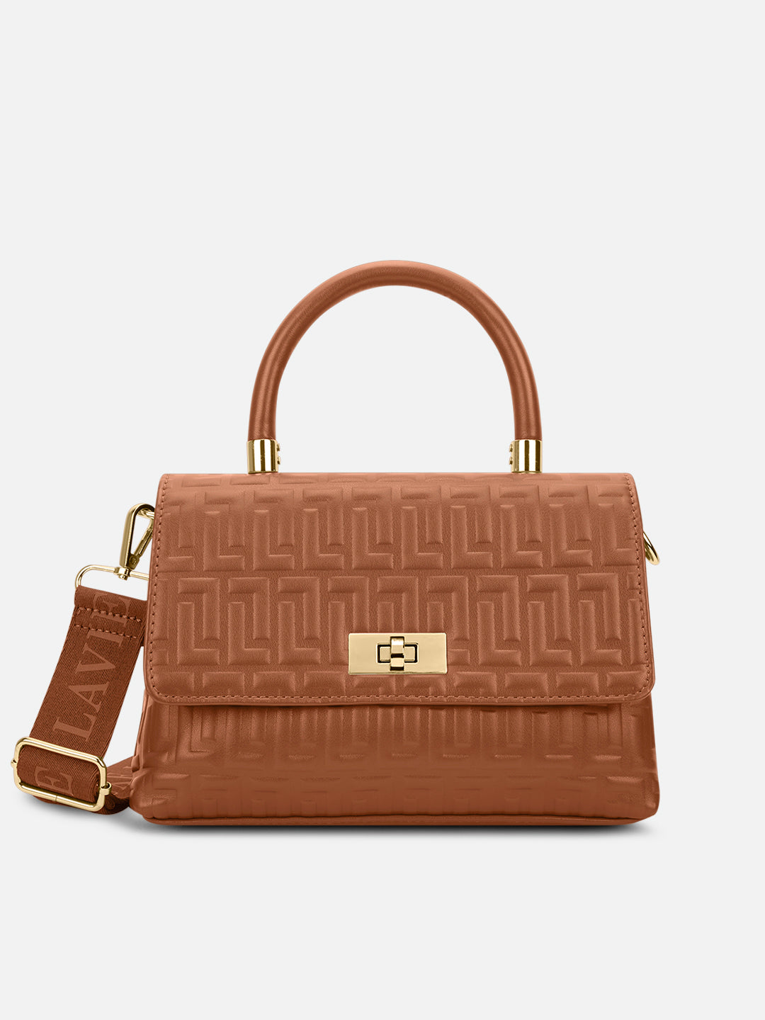 Chaney Small Flap Satchel Bag Tan