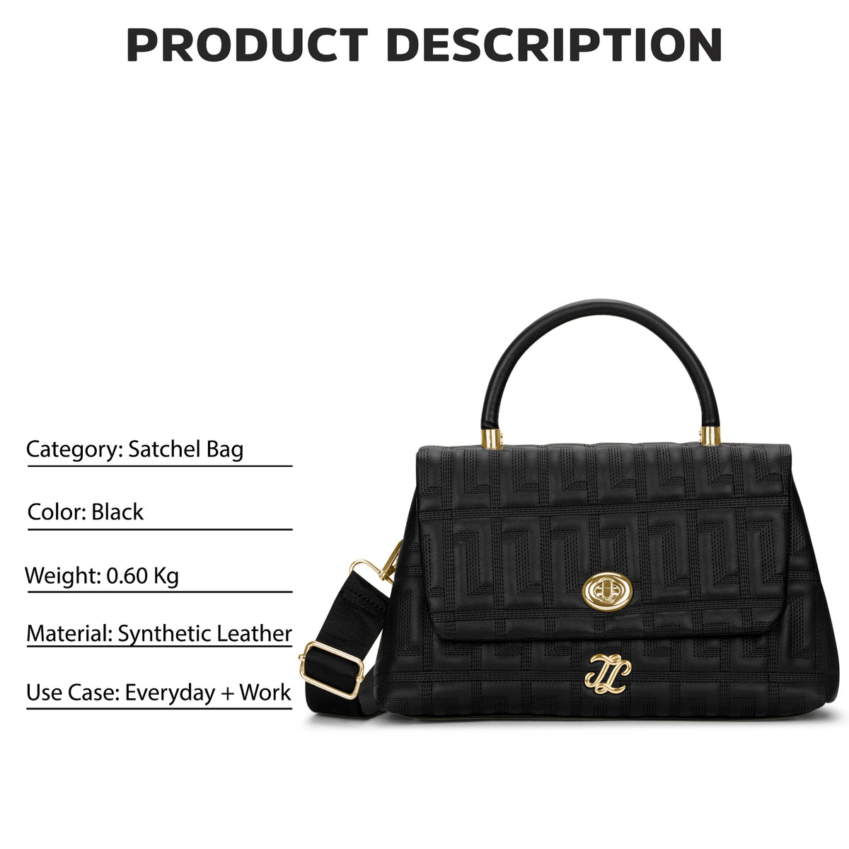 Quilt Marco Flap Medium 'S Ladies Handbag Black