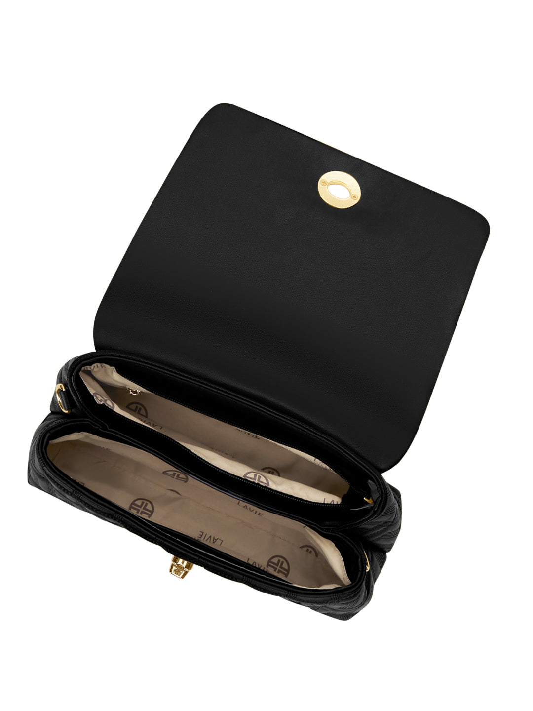 Quilt Marco Flap Medium 'S Ladies Handbag Black