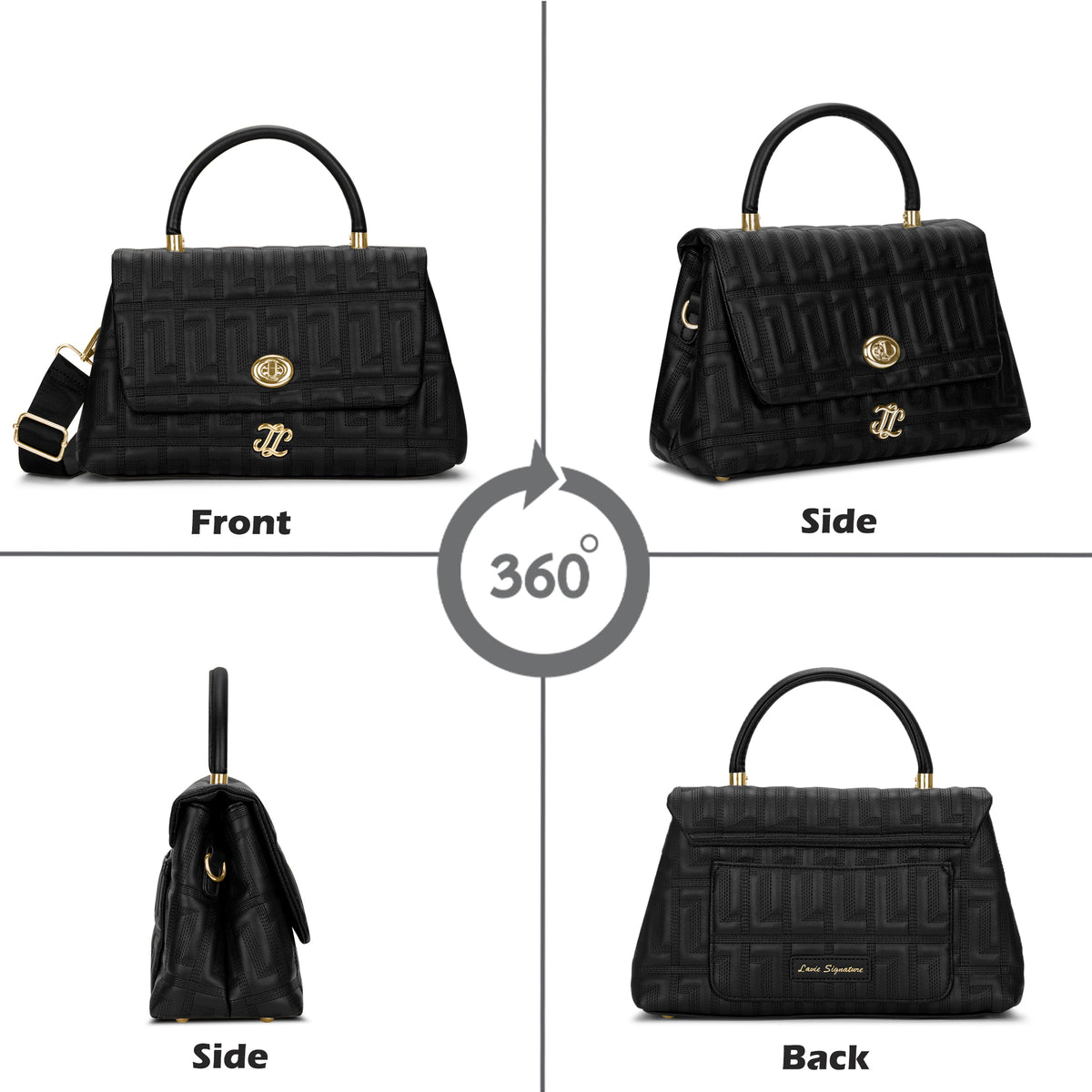 Quilt Marco Flap Medium 'S Ladies Handbag Black
