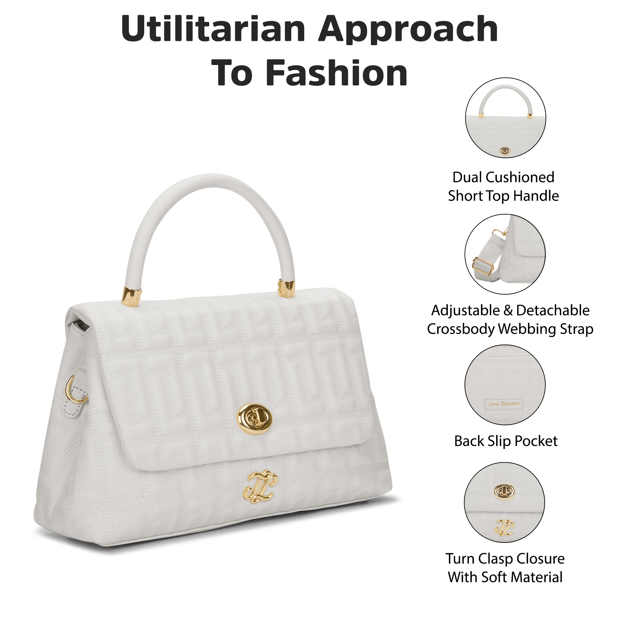 Quilt Marco Flap Medium 'S Ladies Handbag Off White