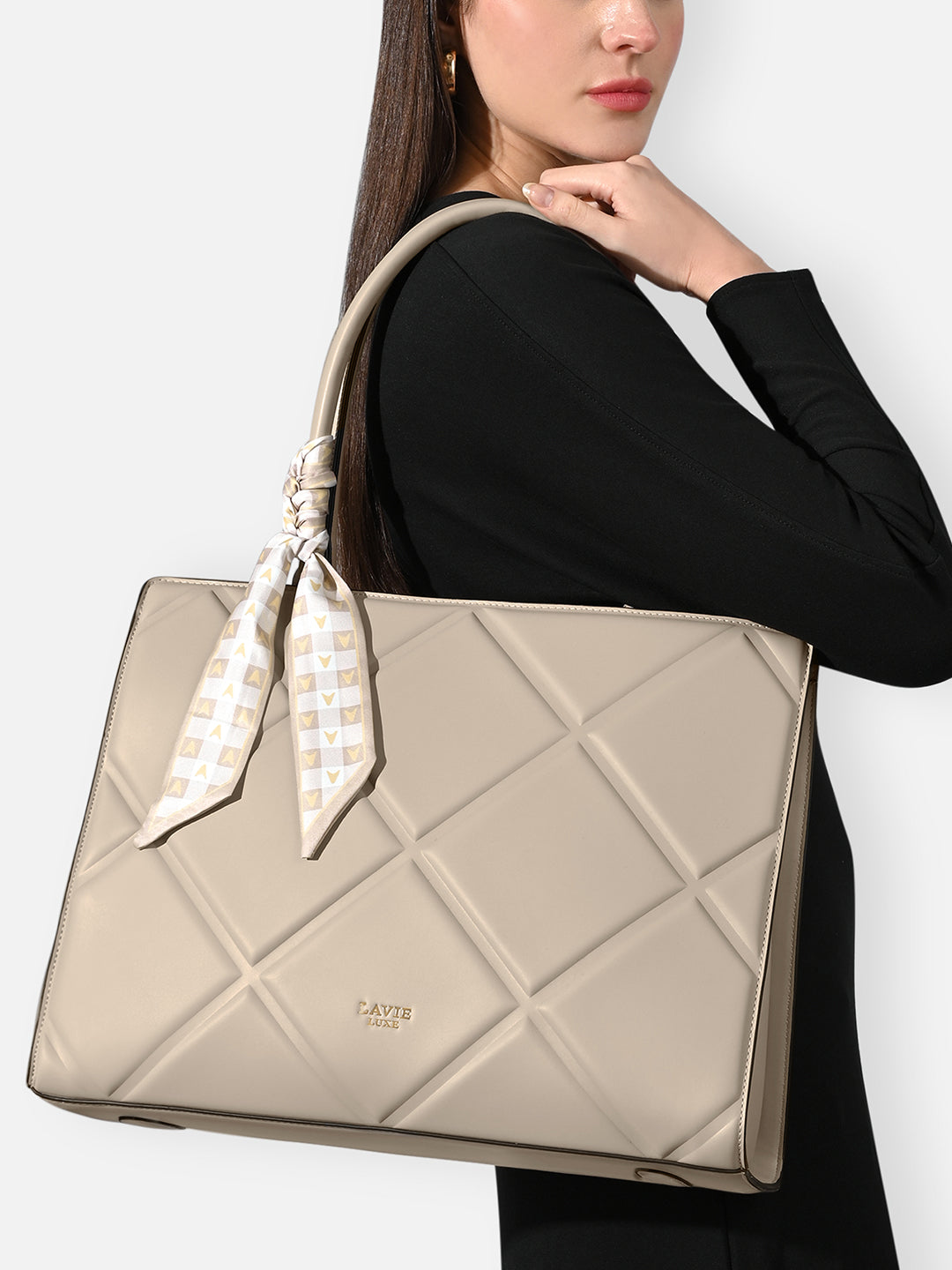 Quare Extra Large Satchel Bag Beige