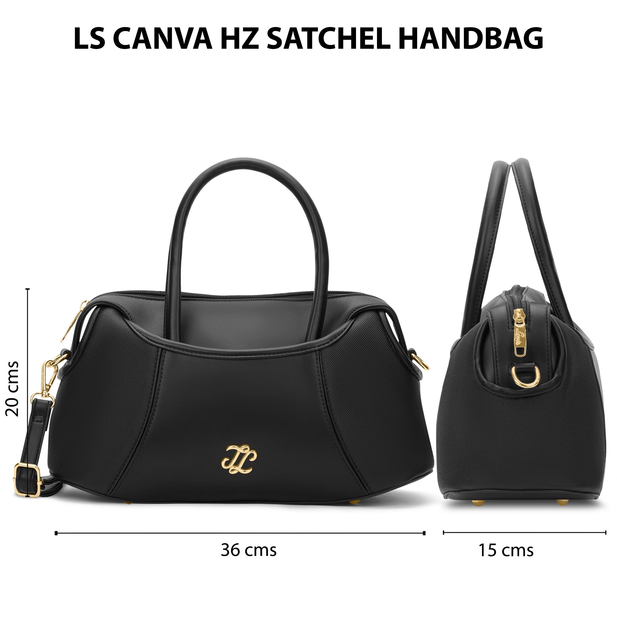 Canva Horizontal Medium Satchel Bag Black