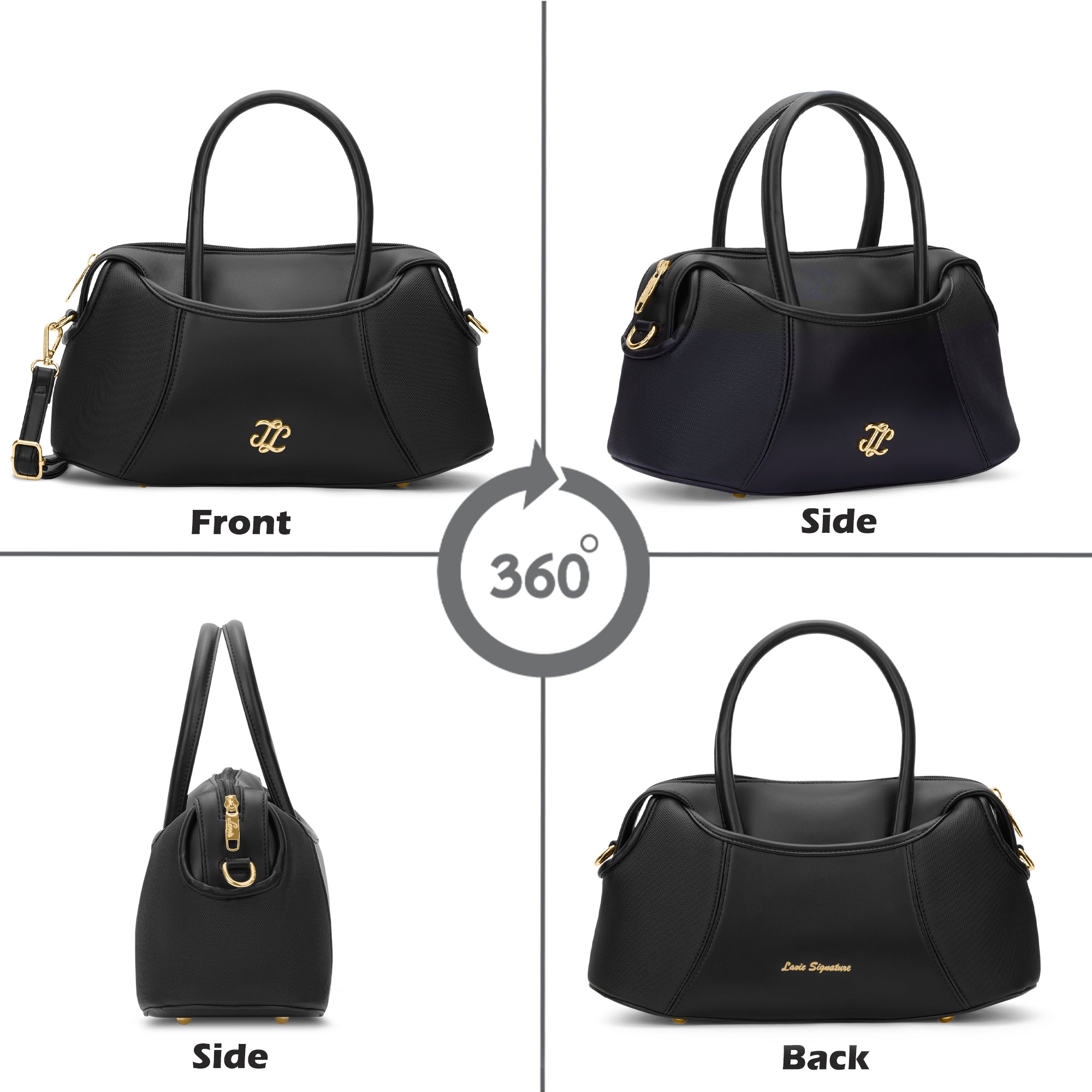 Canva Horizontal Medium Satchel Bag Black