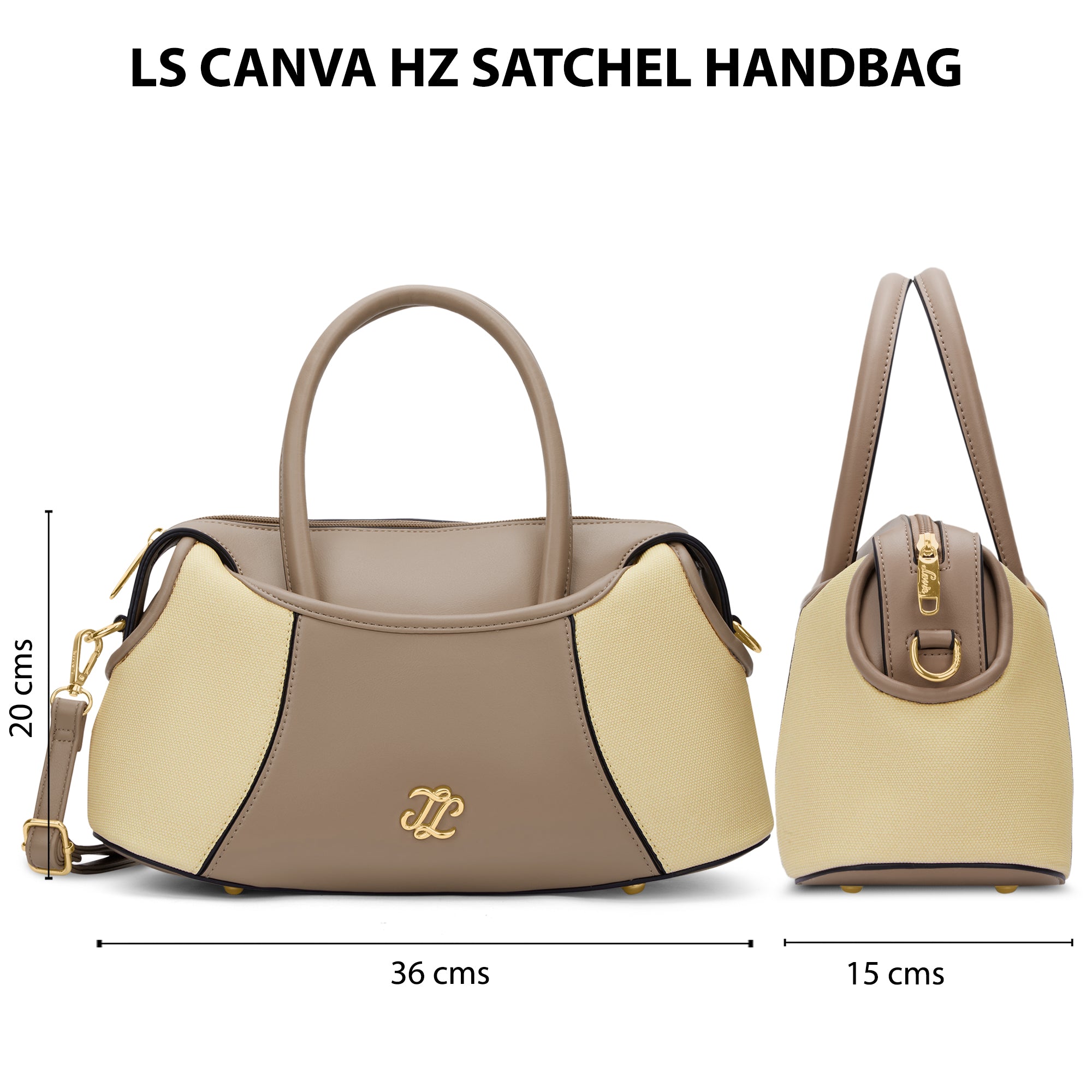 Canva Horizontal Medium Satchel Bag Beige