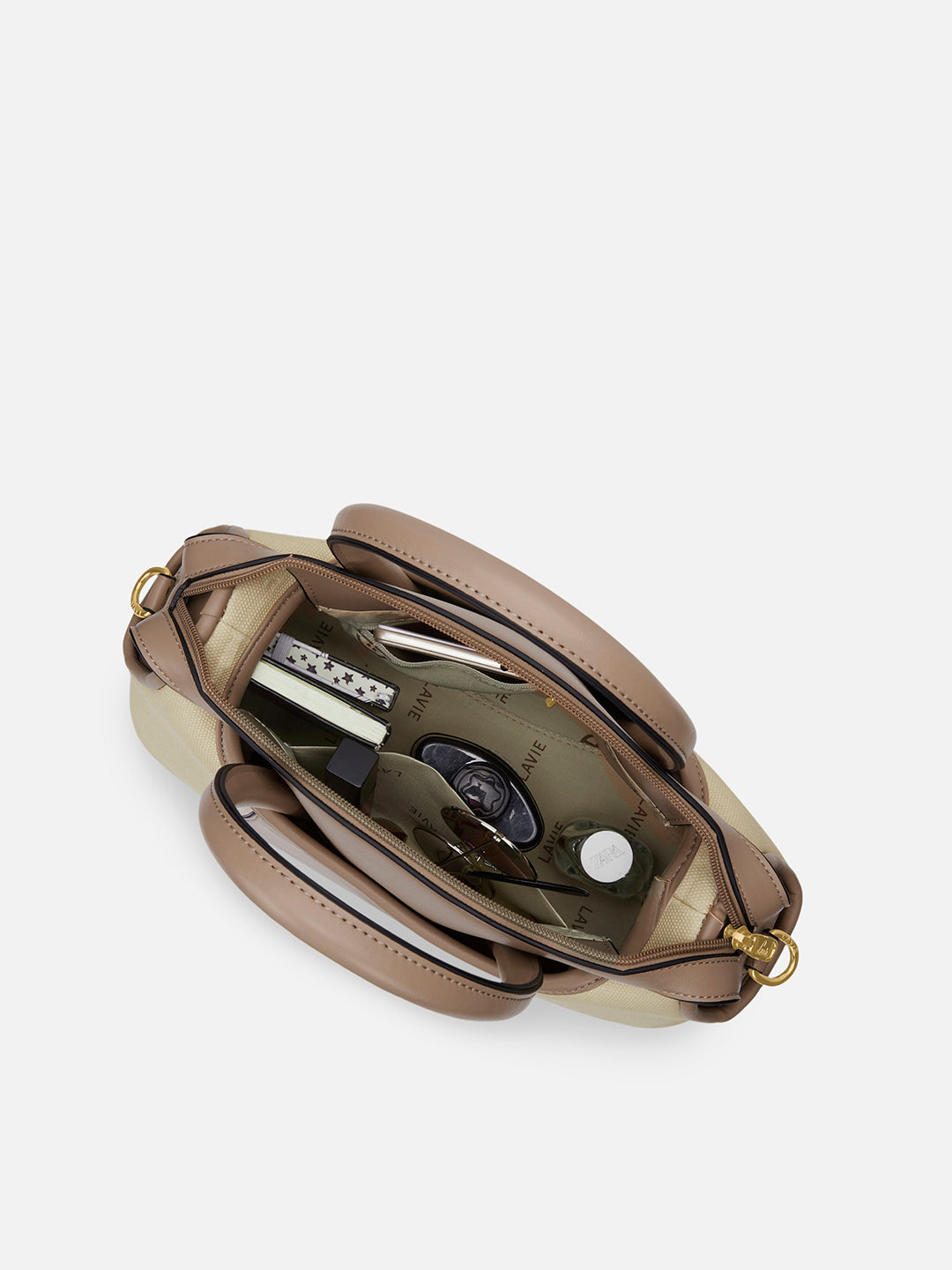 Canva Horizontal Medium Satchel Bag Beige