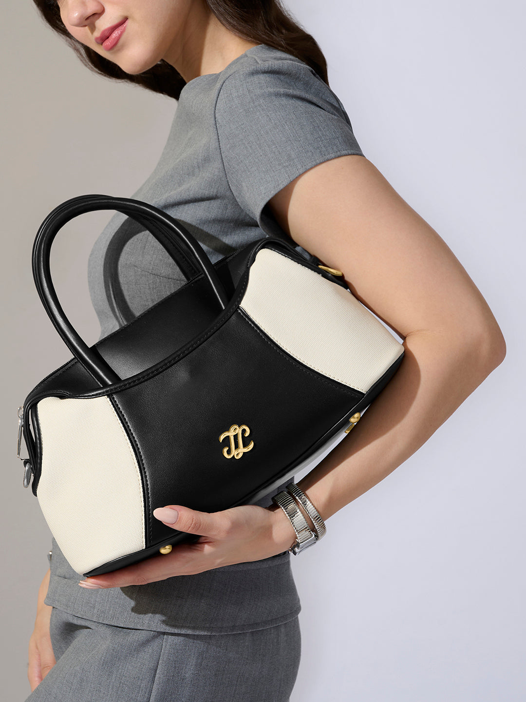 Canva Horizontal Medium Satchel Bag Off White