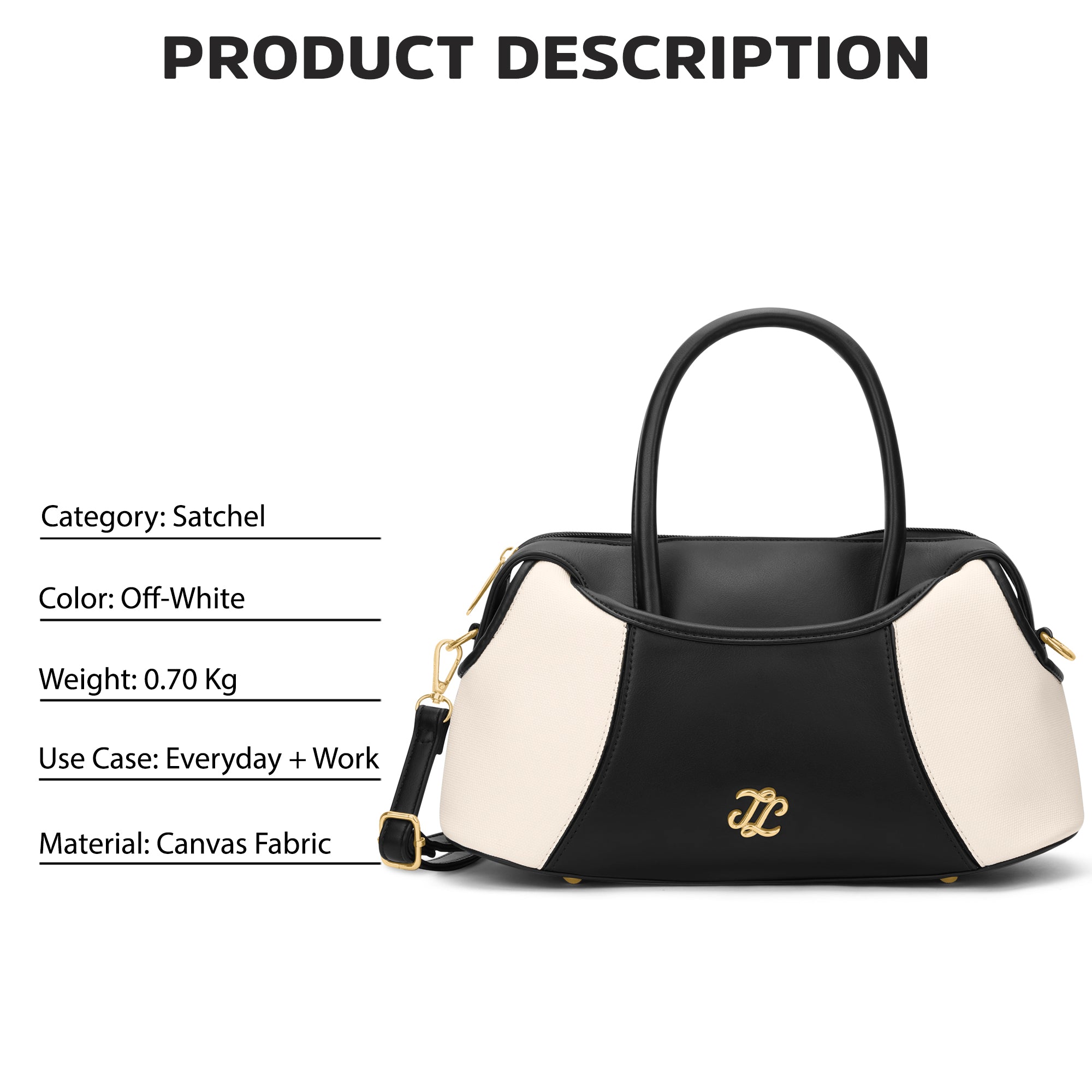 Canva Horizontal Medium Satchel Bag Off White