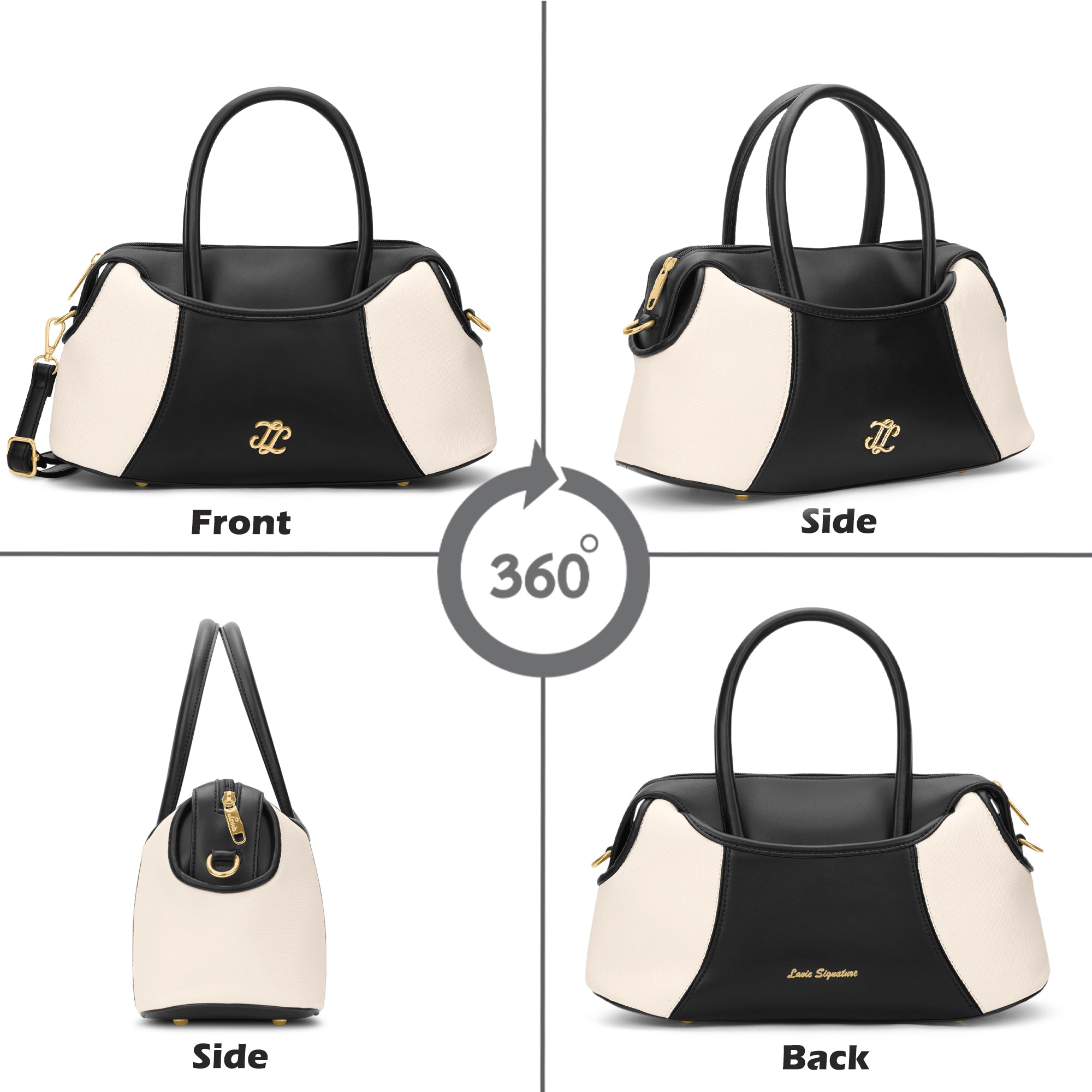 Canva Horizontal Medium Satchel Bag Off White