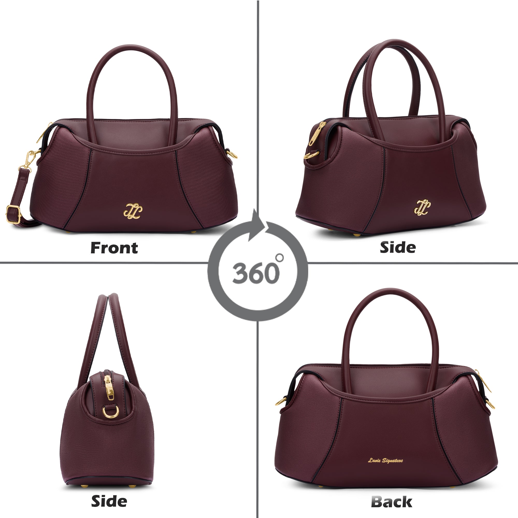 Canva Horizontal Medium Satchel Bag Wine