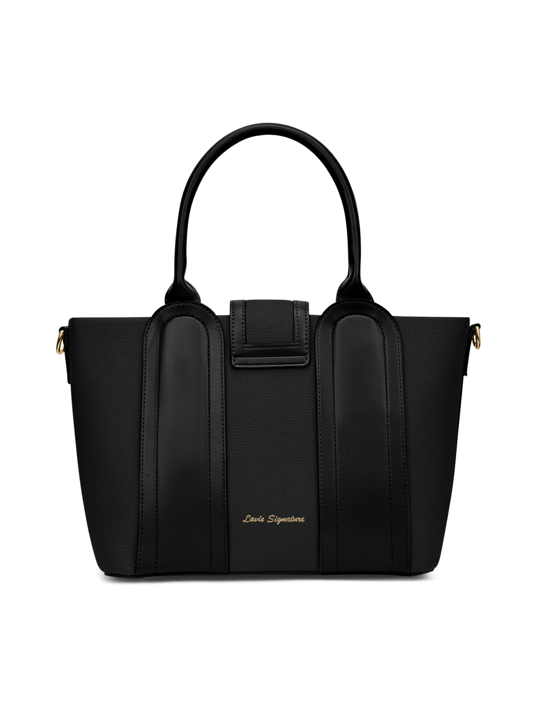 Canva Lock Large Satchel Bag Black
