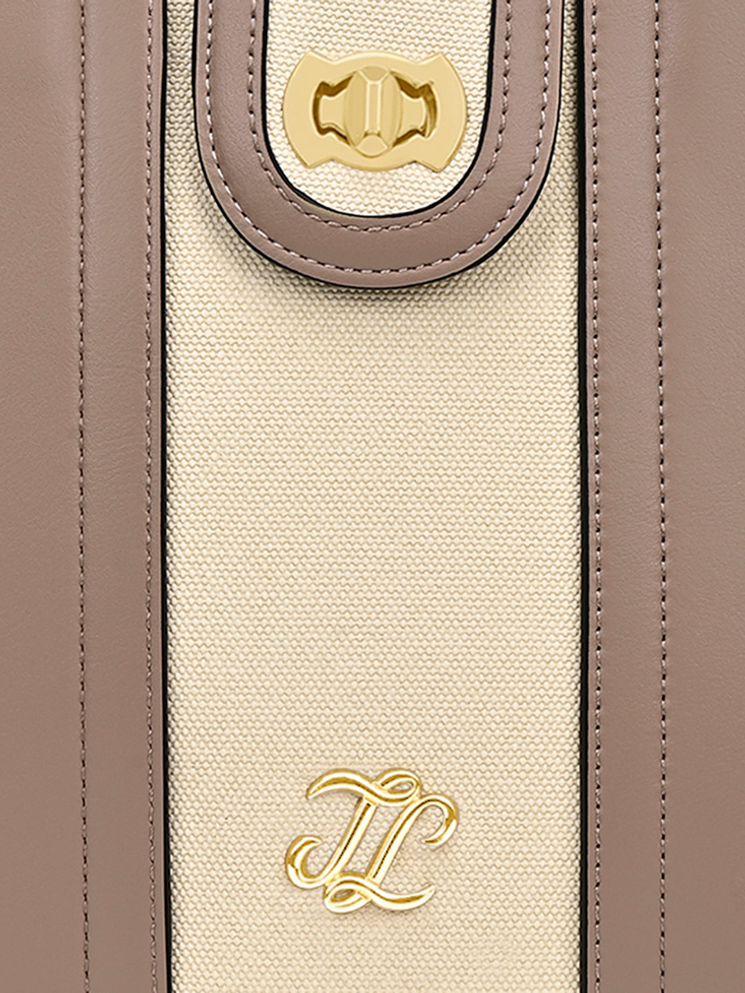 Canva Lock Large Satchel Bag Beige