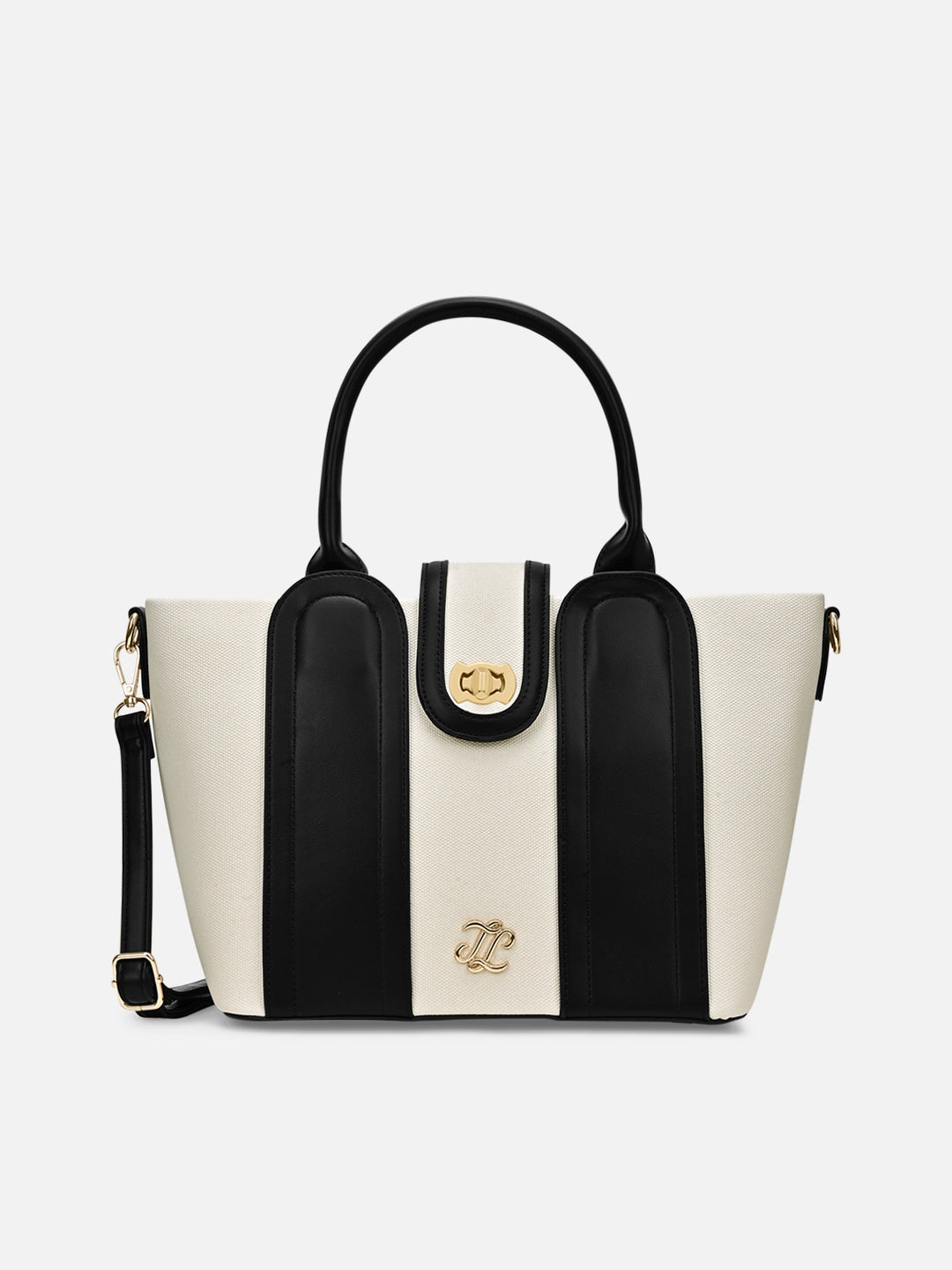 Canva Lock Large Off White Satchel Bag