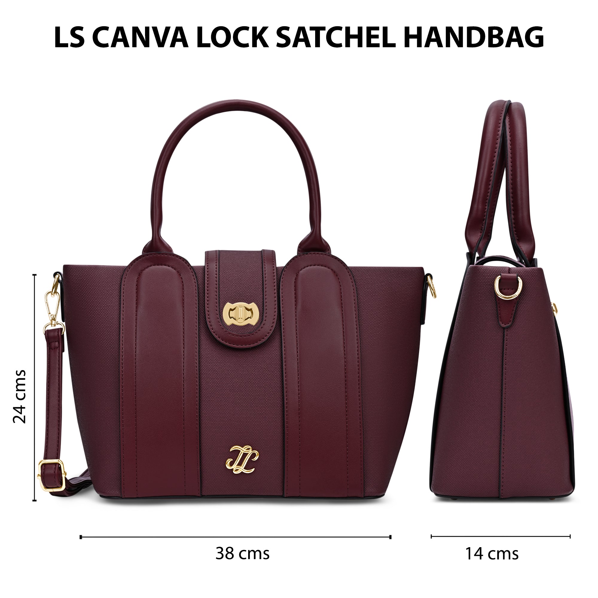 Canva Lock Large Satchel Bag Wine