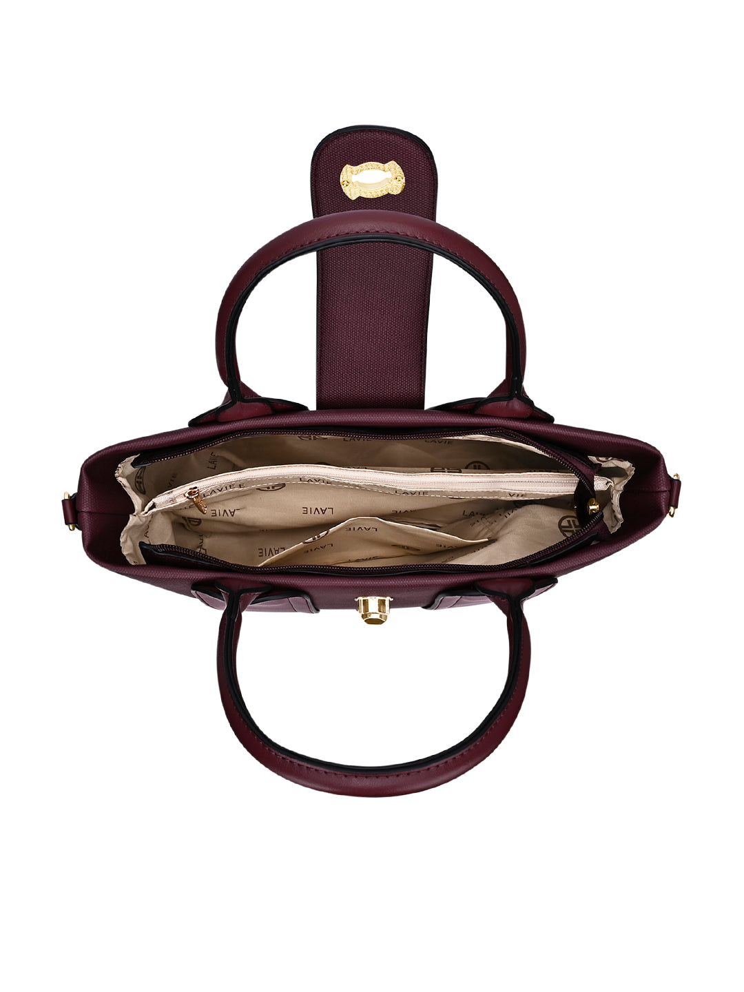 Canva Lock Large Satchel Bag Wine