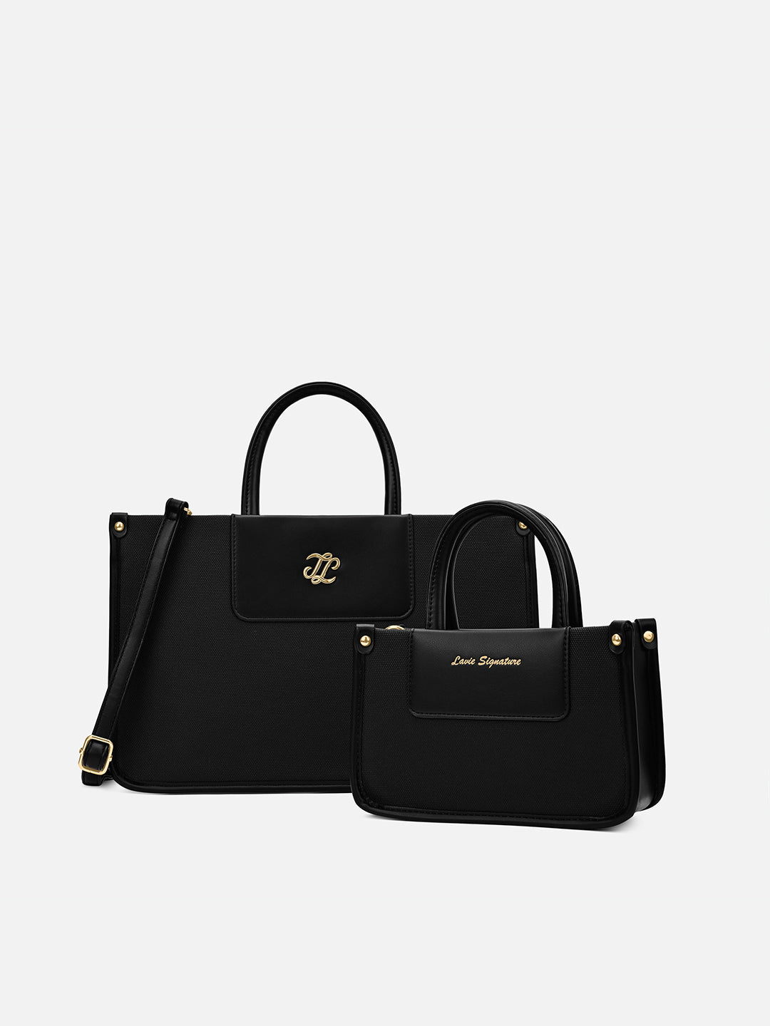 Canva Combo Set Large Black Tote Bag