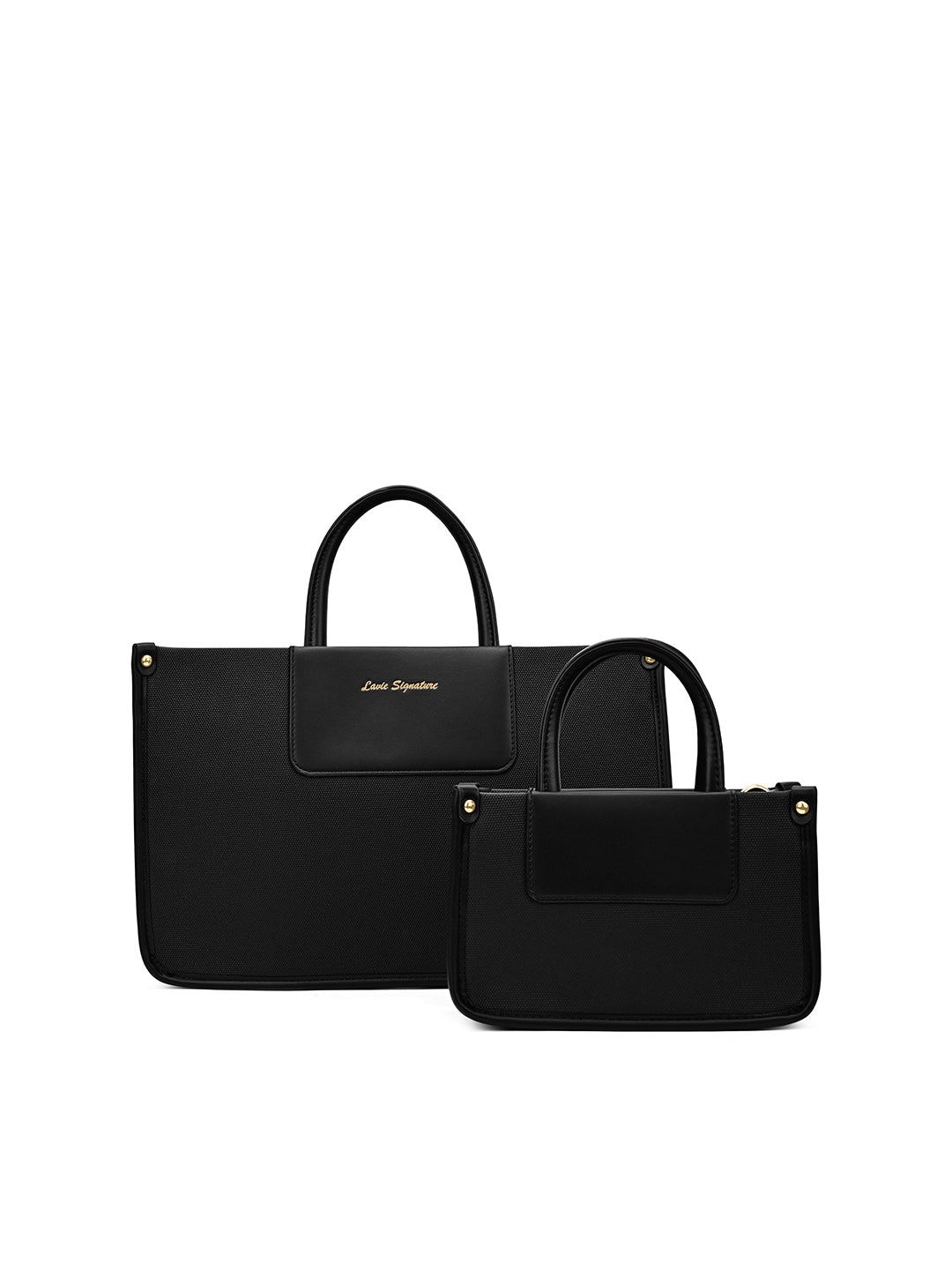 Canva Combo Set Large Tote Bag Black
