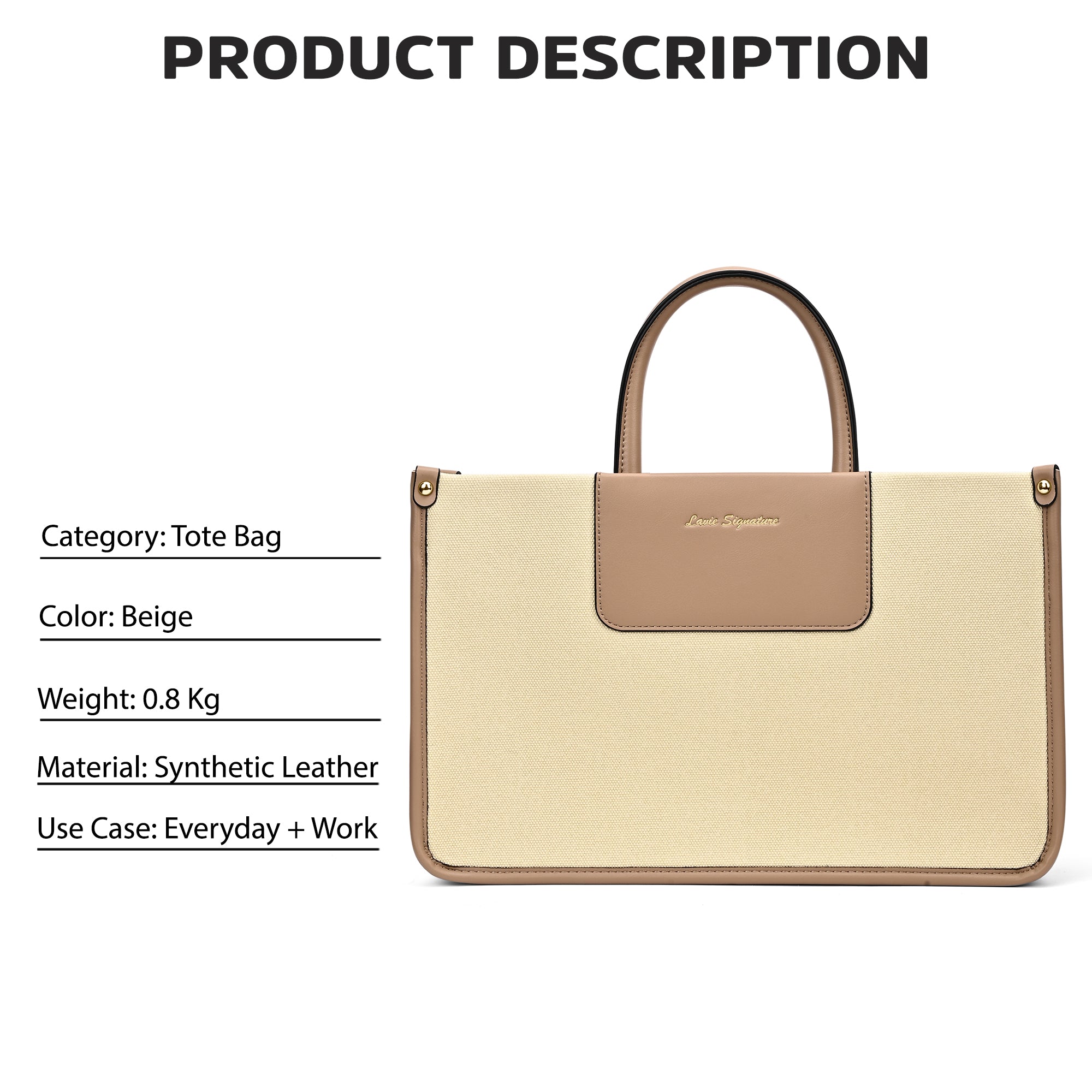 Canva Combo Set Large Tote Bag Black