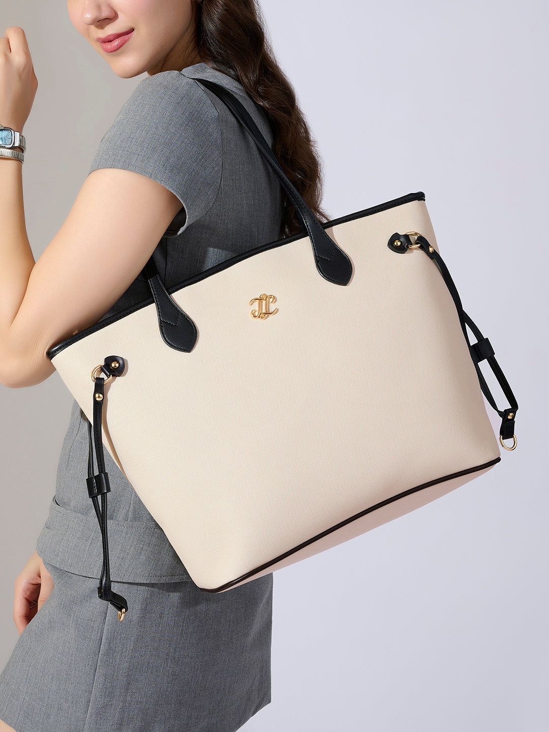 Canva Laptop Large Tote Bag Offwhite