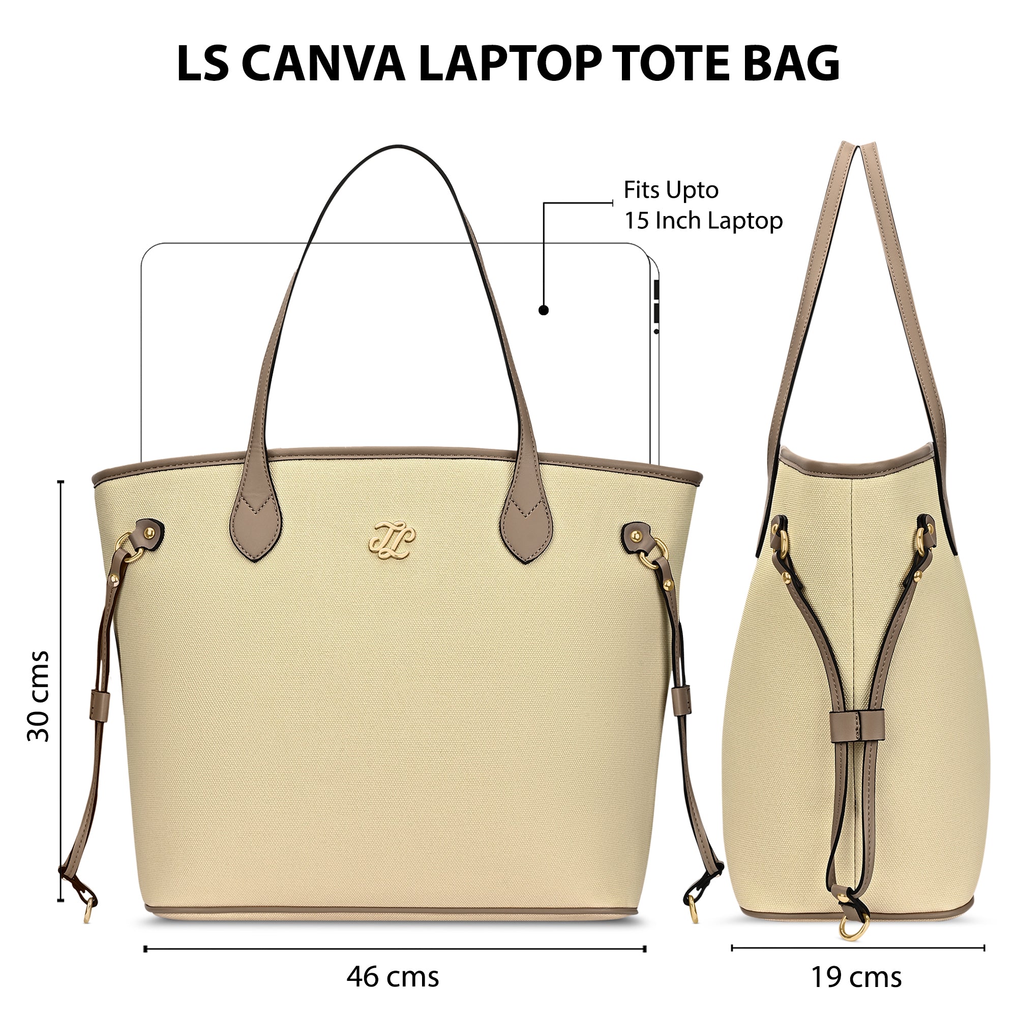 Canva Laptop Large Tote Bag Beige