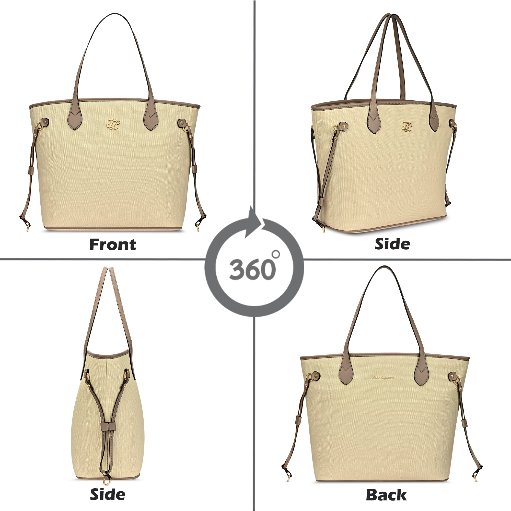 Canva Laptop Large Tote Bag Beige