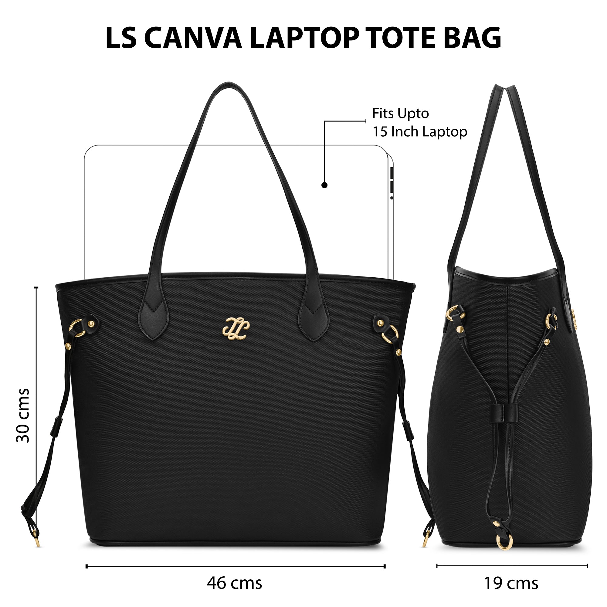 Canva Laptop Large Tote Bag Black