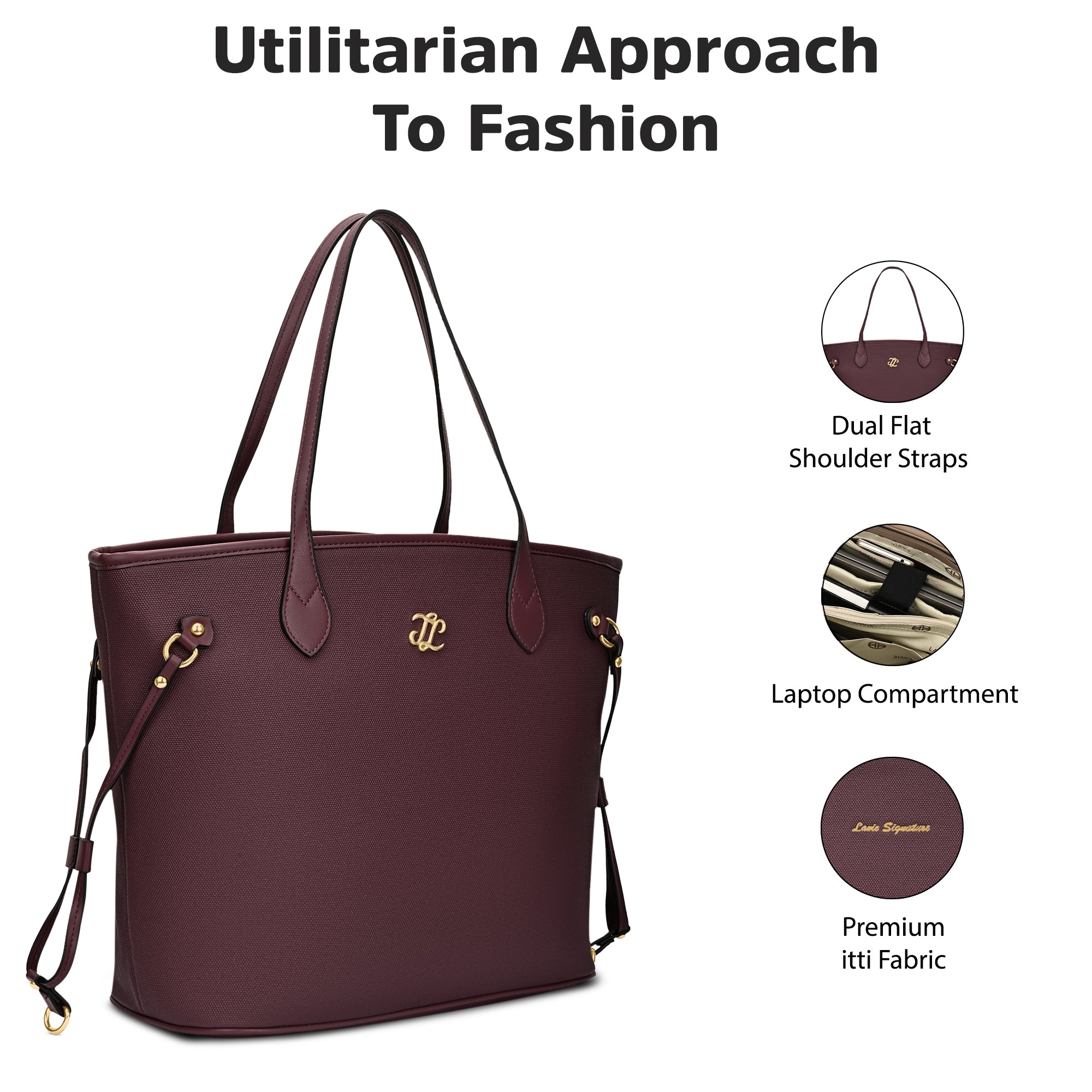 Canva Laptop Large Tote Bag Wine