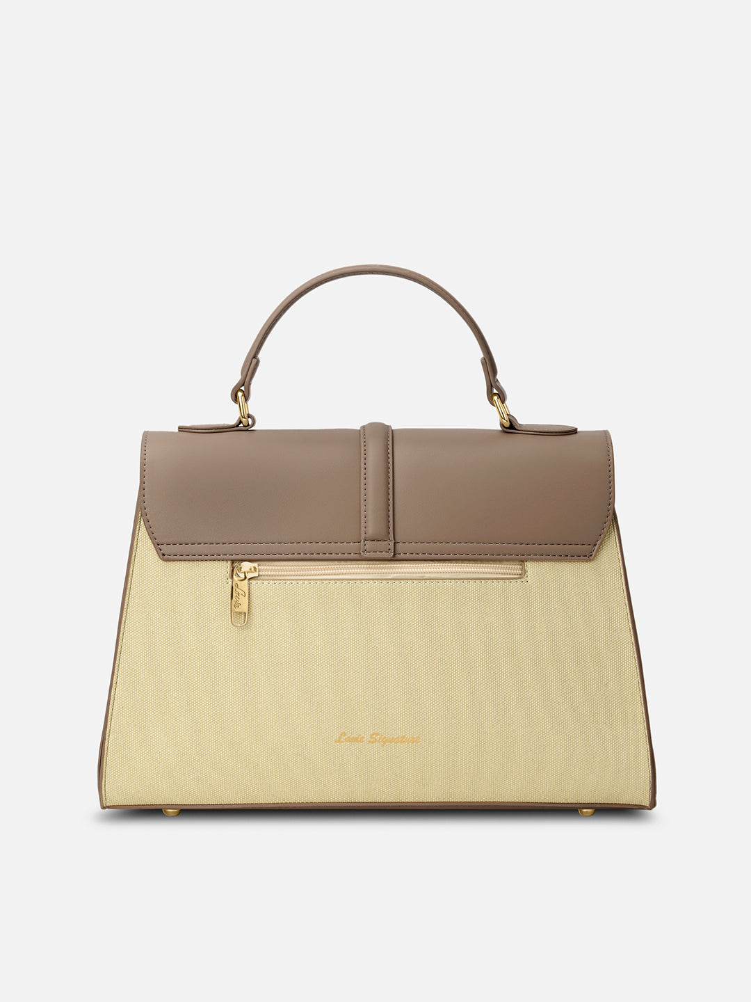 Canva Flap Medium Satchel Bag Beige