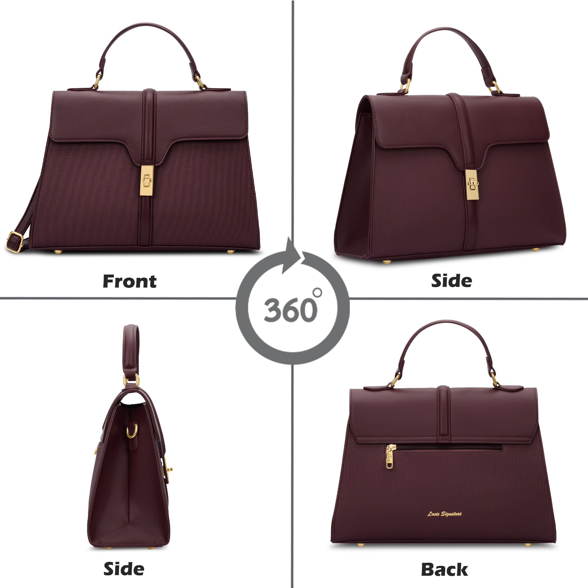 Canva Flap Medium Satchel Bag Wine