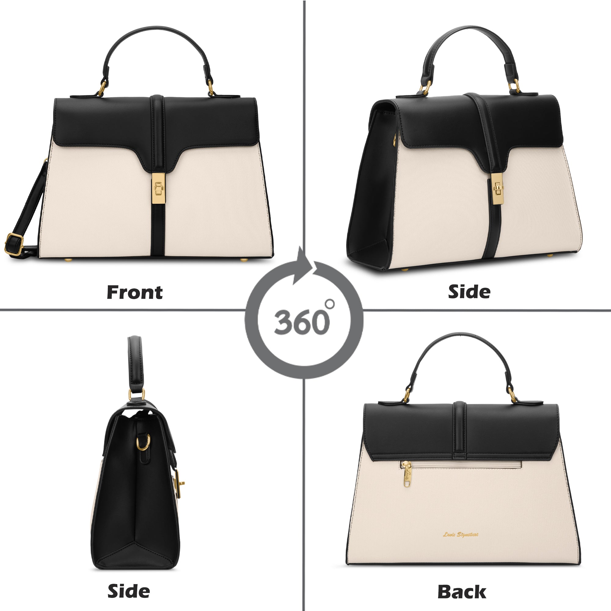 Canva Flap Medium Satchel Bag Off White