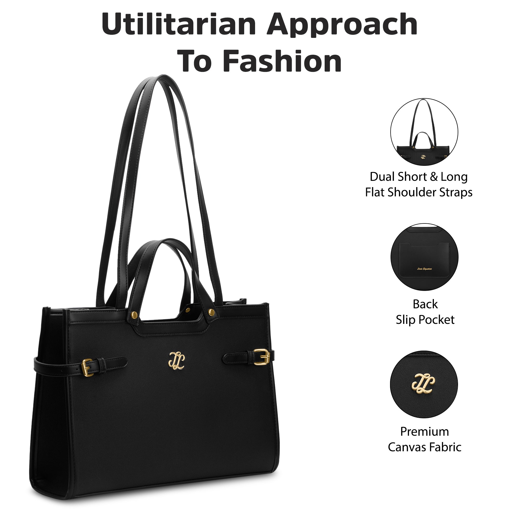 Canva Dual Carry Large Bag Black