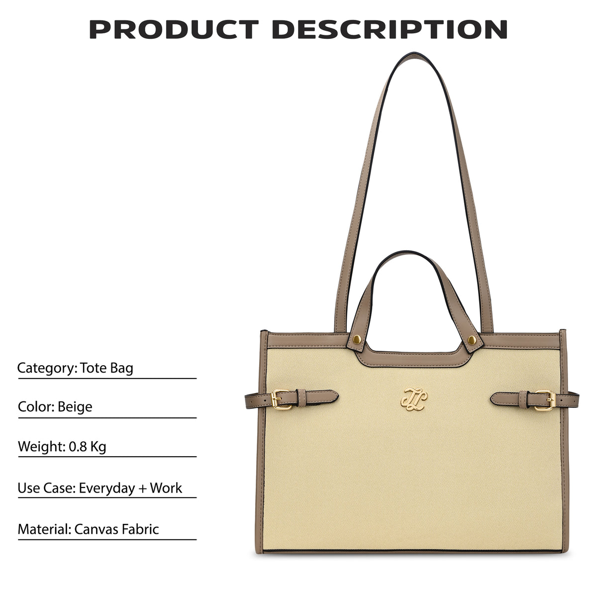 Canva Dual Carry Large Bag Beige