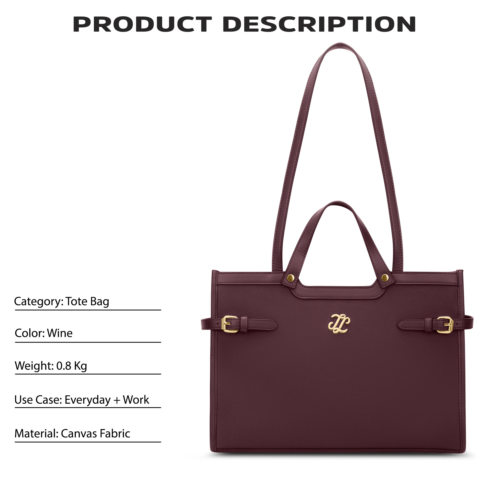 Canva Dual Carry Large Bag Wine