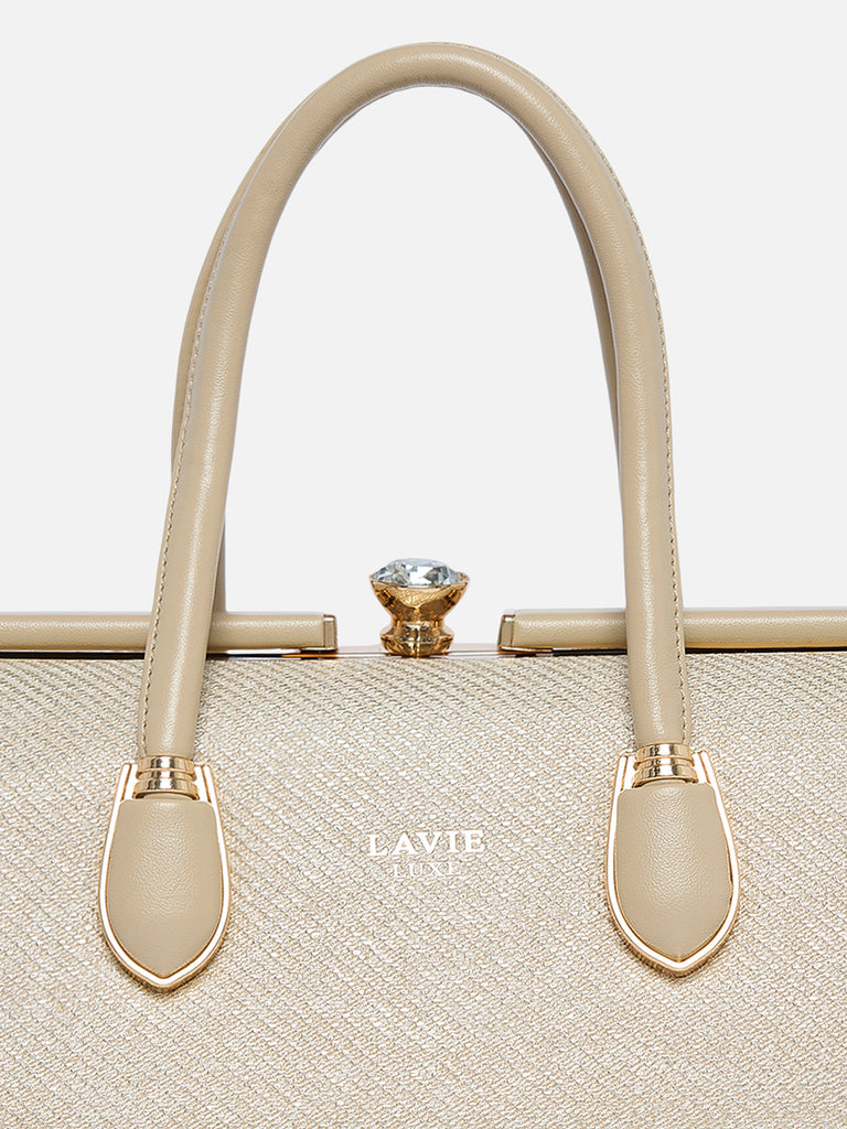 Glam Dazzle Large Frame Bag Beige
