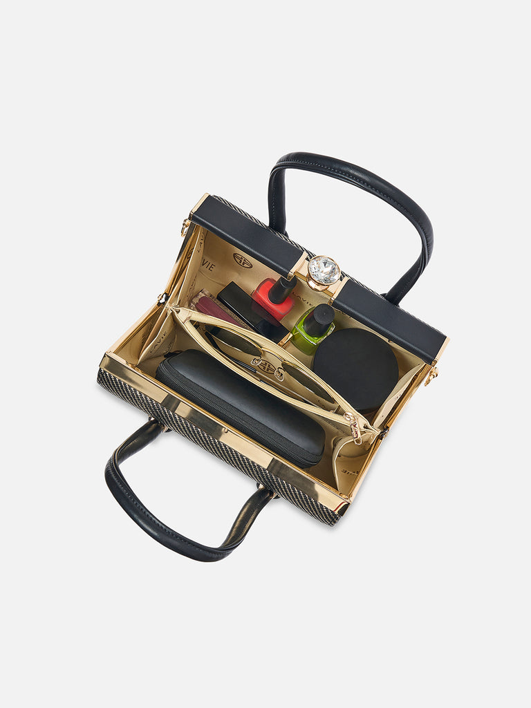 Glam Dazzle Small Frame Bag Beige