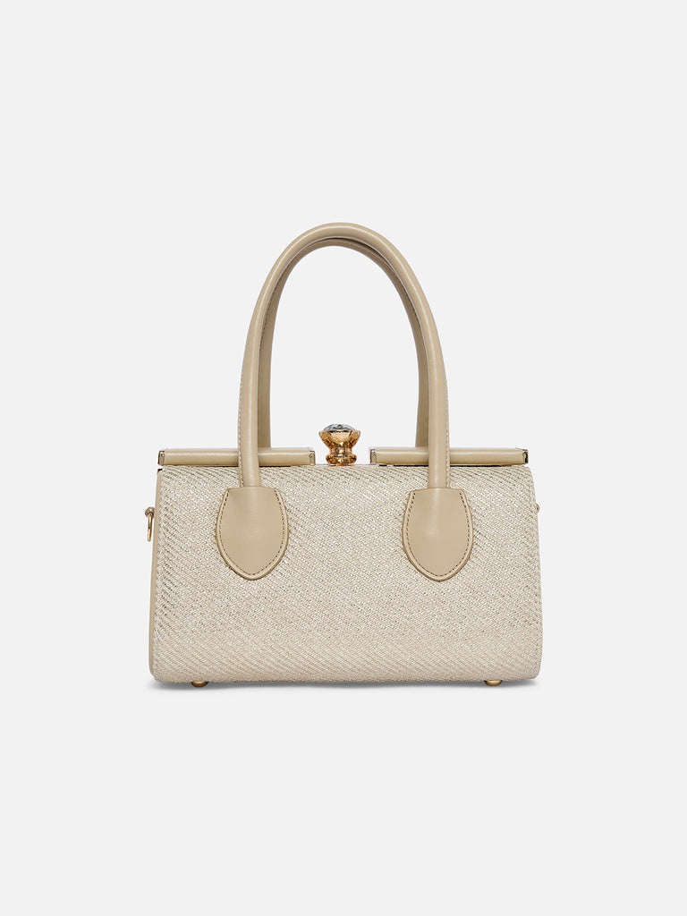 Glam Dazzle Small Frame Bag Beige