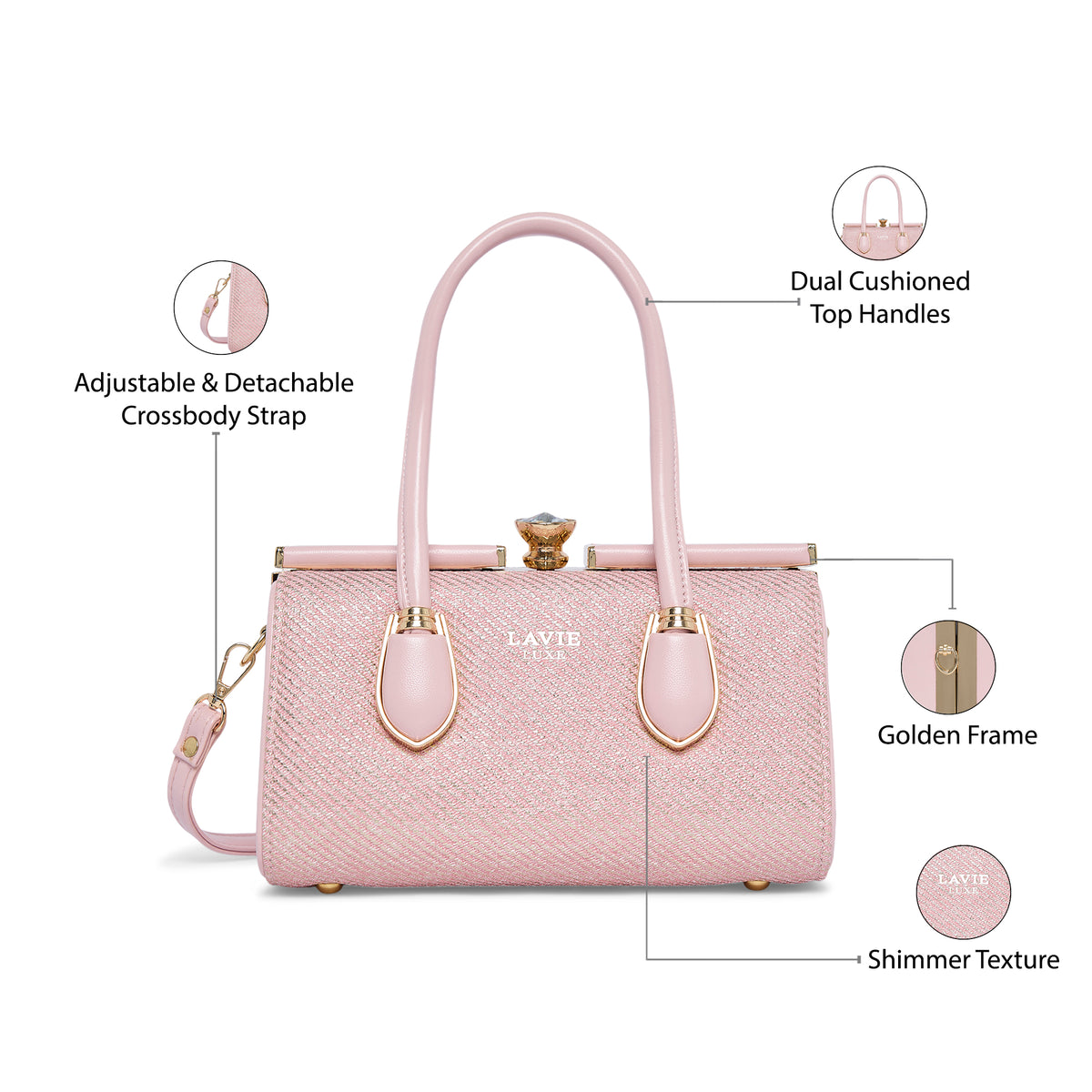Glam Dazzle Small Pink Handbag