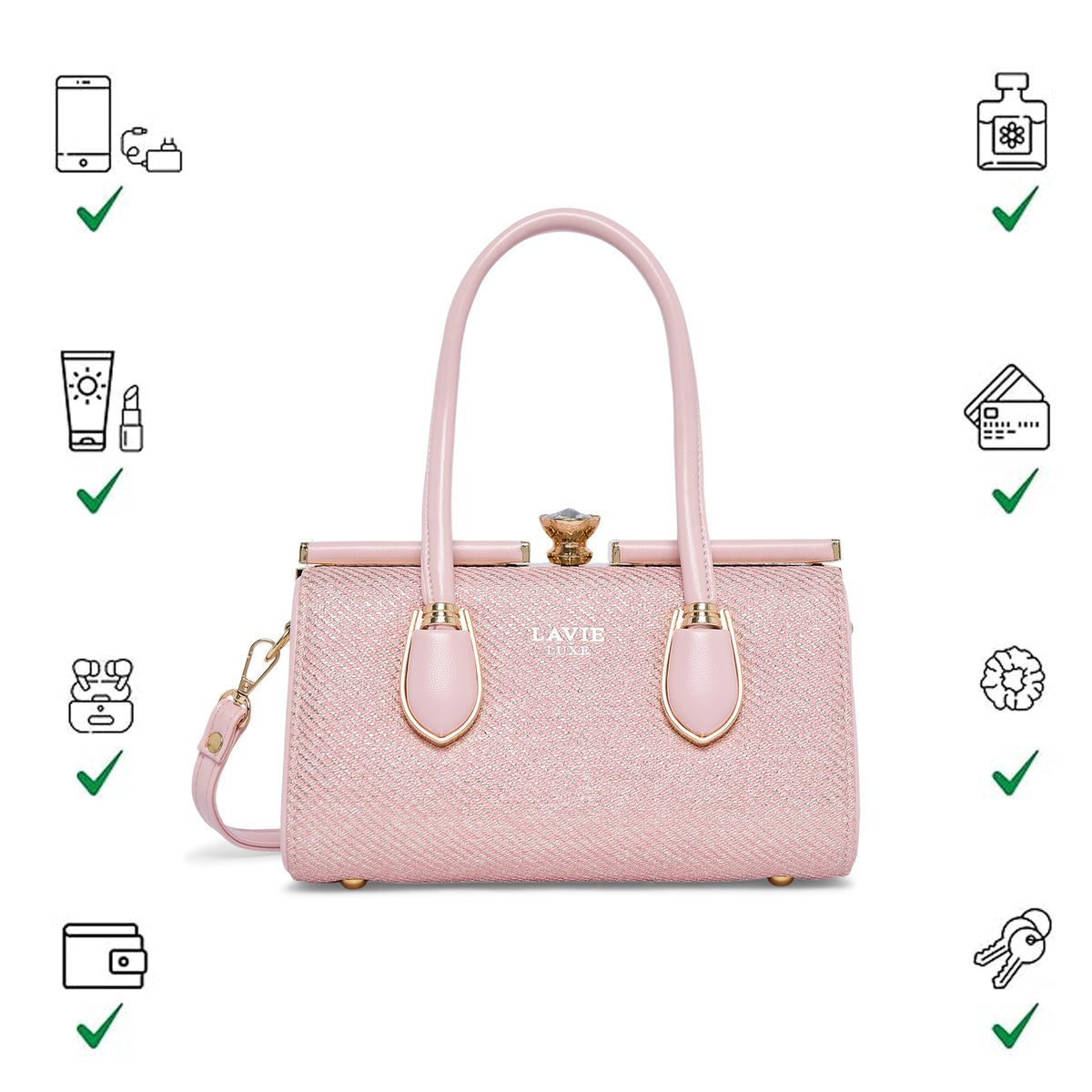 Glam Dazzle Small Pink Handbag