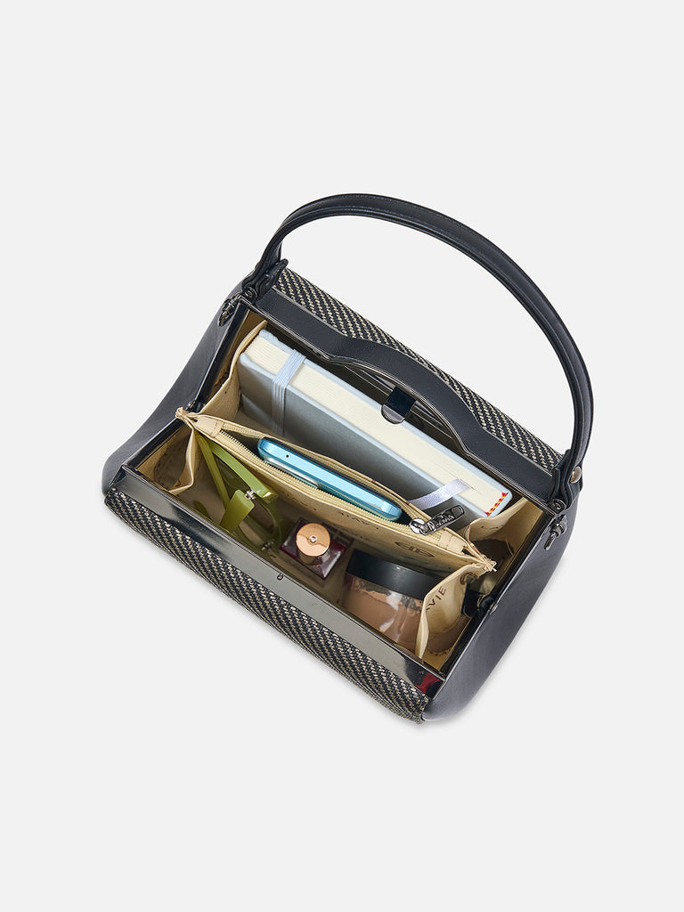 Glam Fluff Medium Frame Bag Black