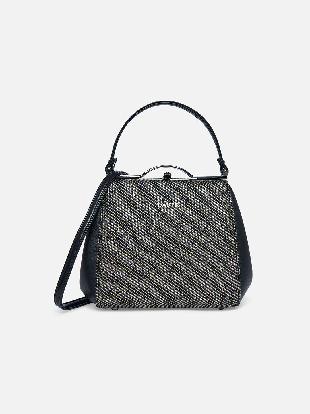 Glam Fluff Medium Frame Bag Black