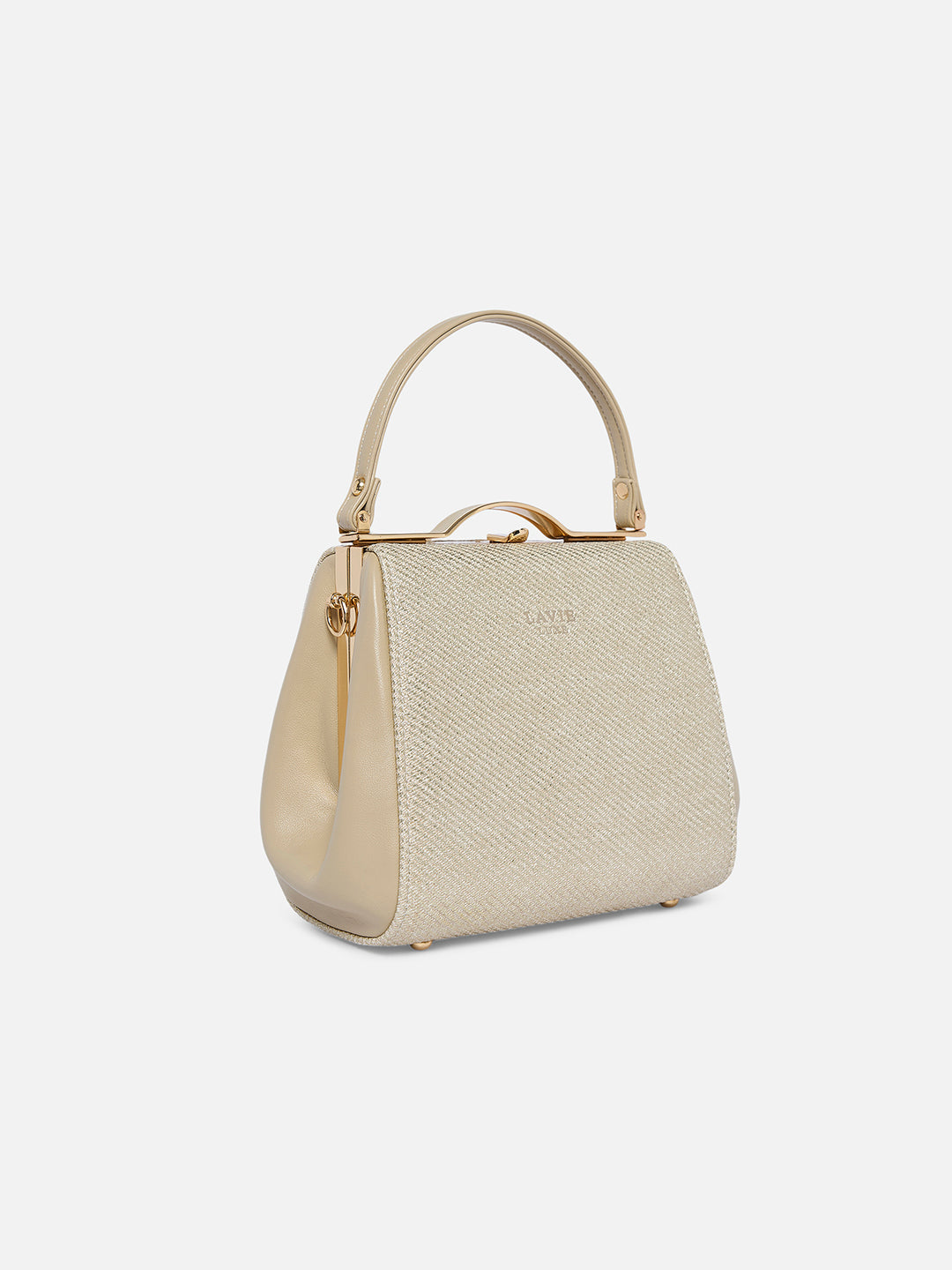 Glam Fluff Medium Frame Bag Beige