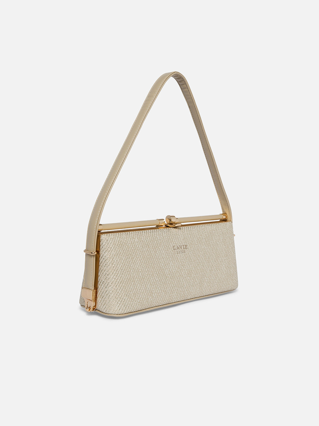Glam Dazzle Horizontal Small Frame Bag Beige