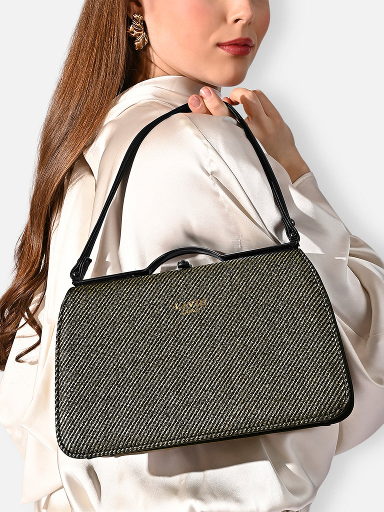 Glam Book Dual Handle Medium Bag Black