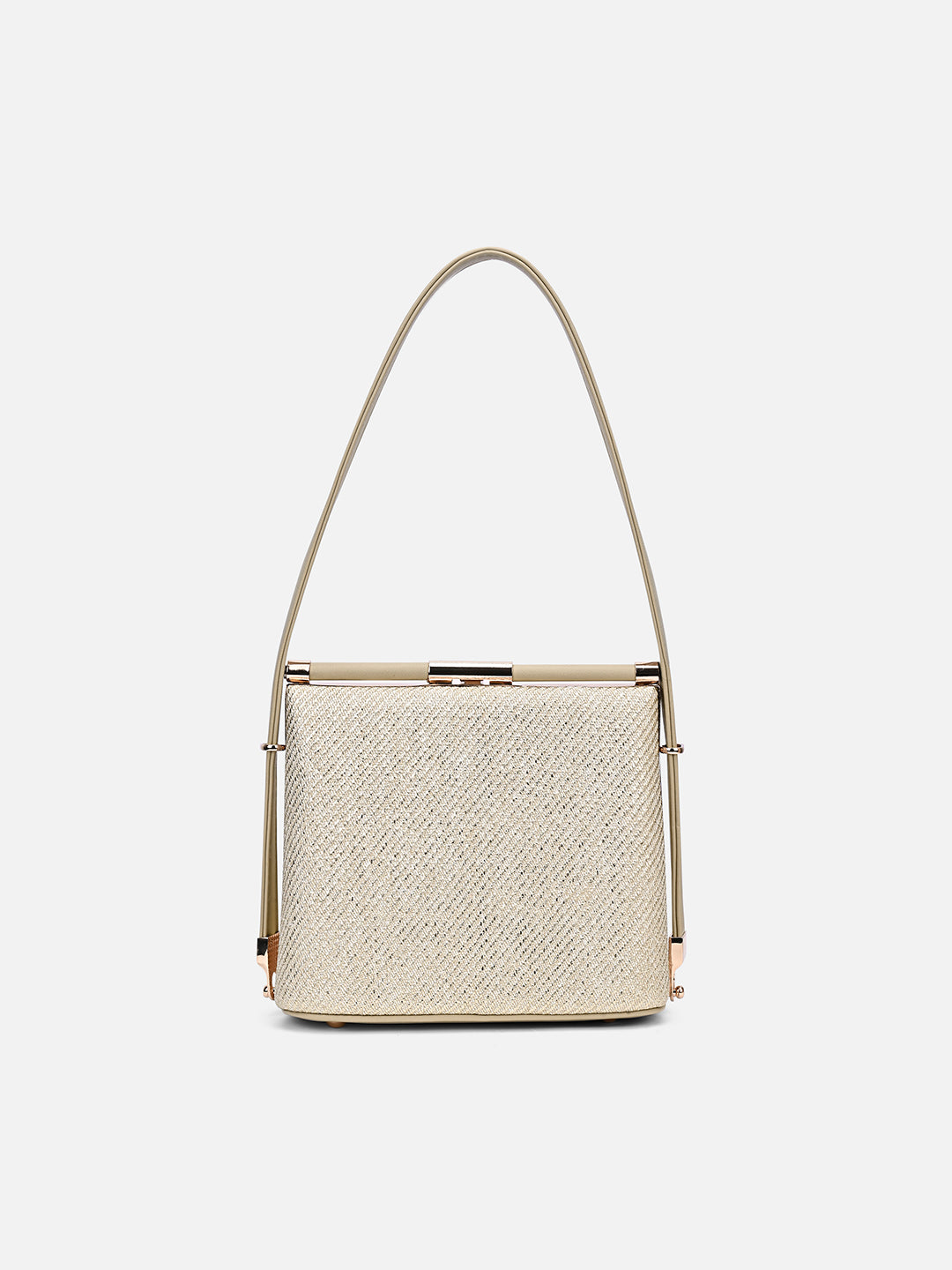 Glam Glare Small Frame Bag Beige