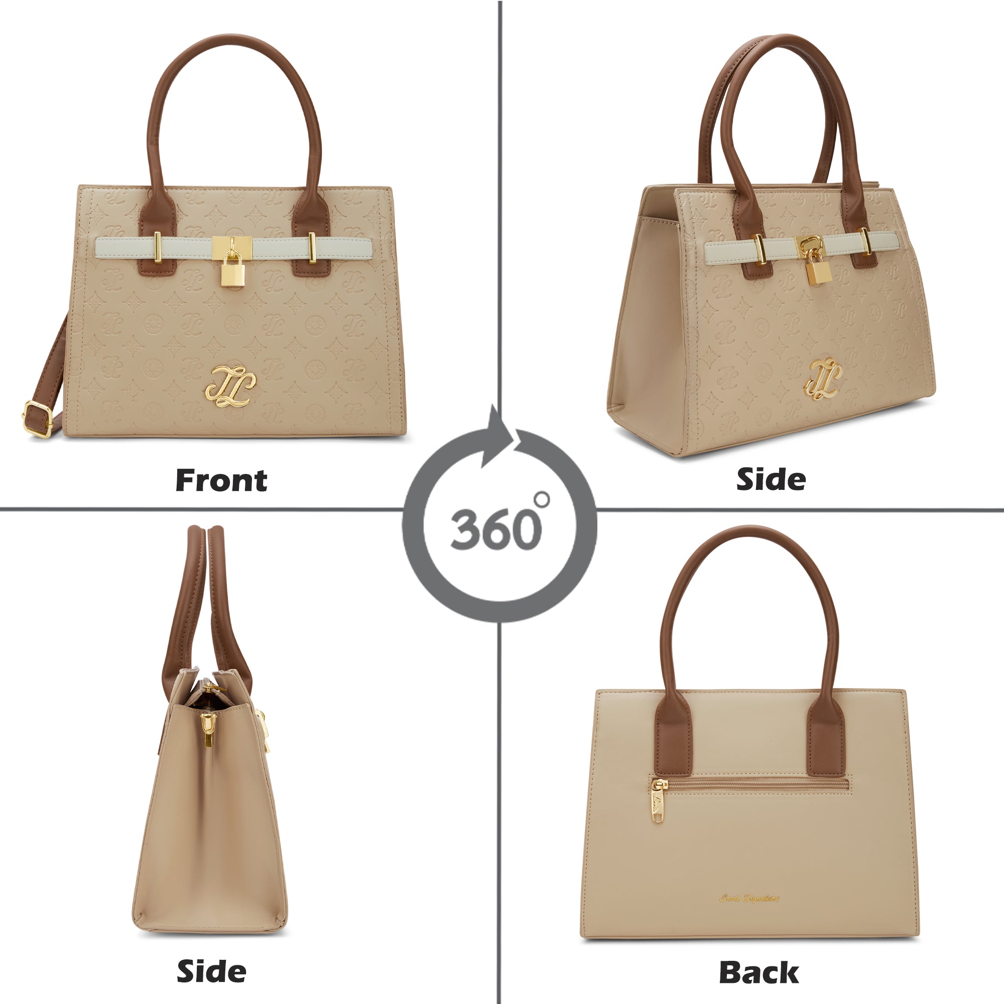Colourblock Taos Medium Satchel Bag Beige